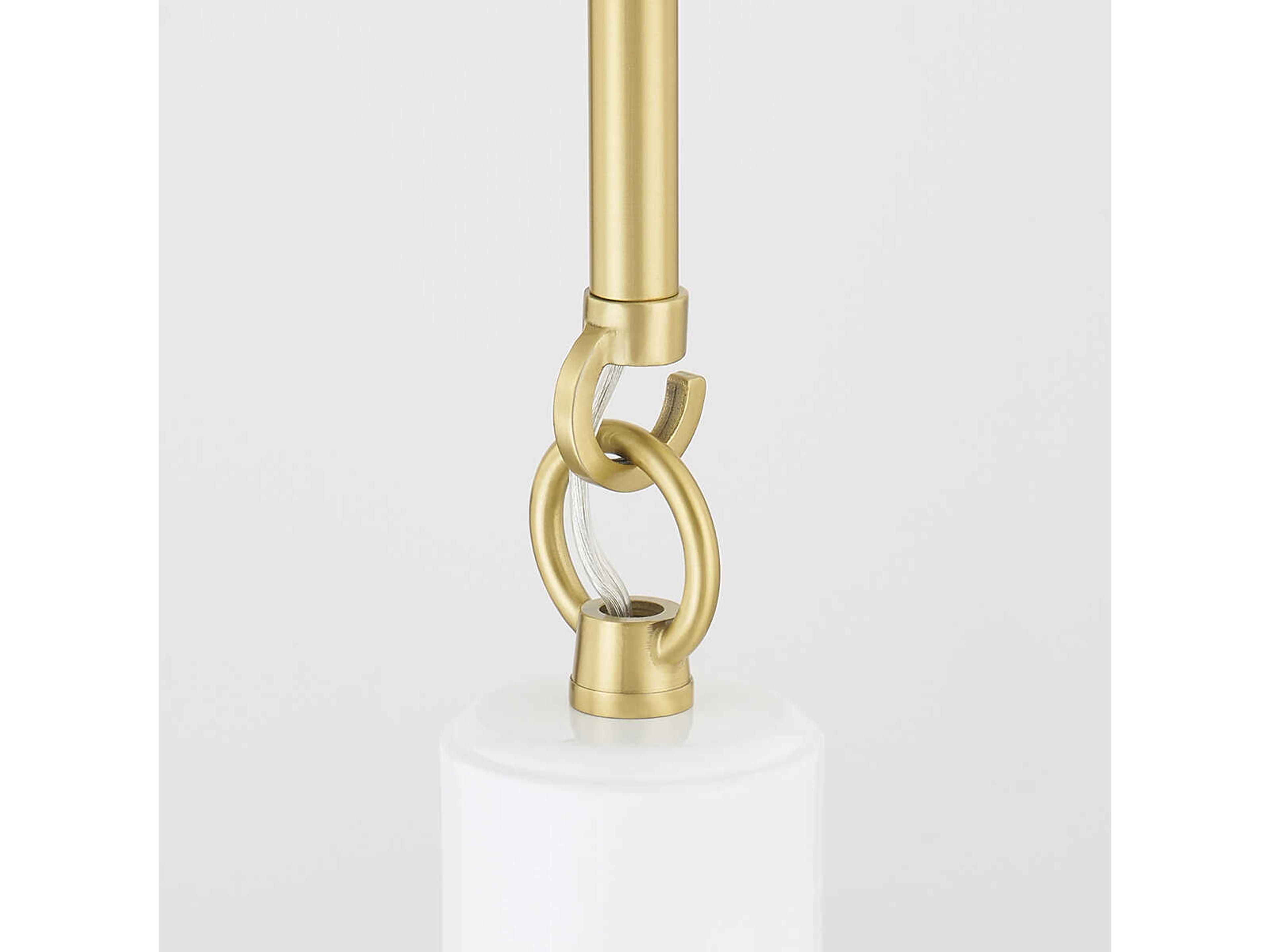 Mitzi Camille 1-Light Aged Brass White Dome Pendant