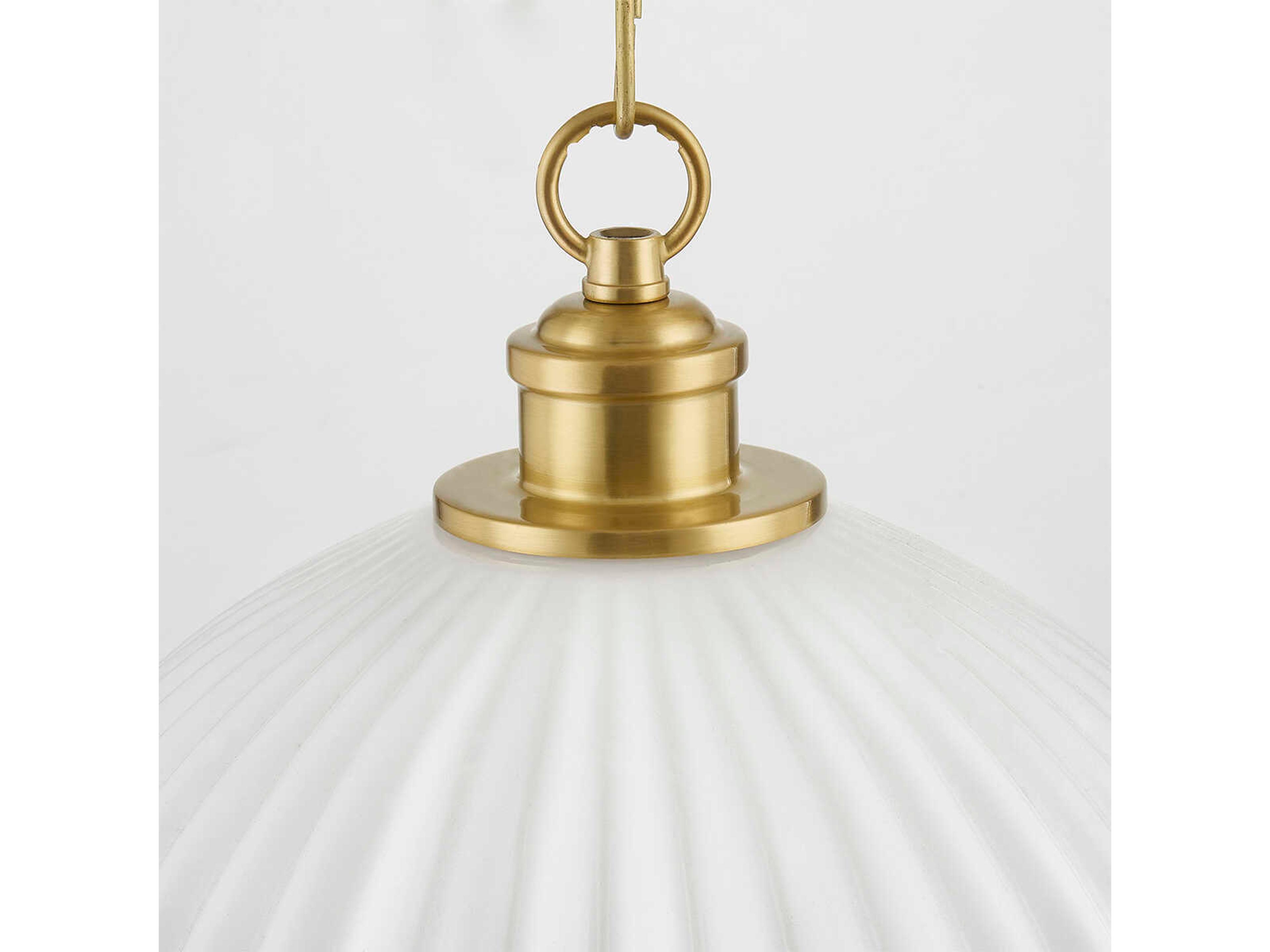 Mitzi Hillary 1-Light Aged Brass White Glass Dome Pendant