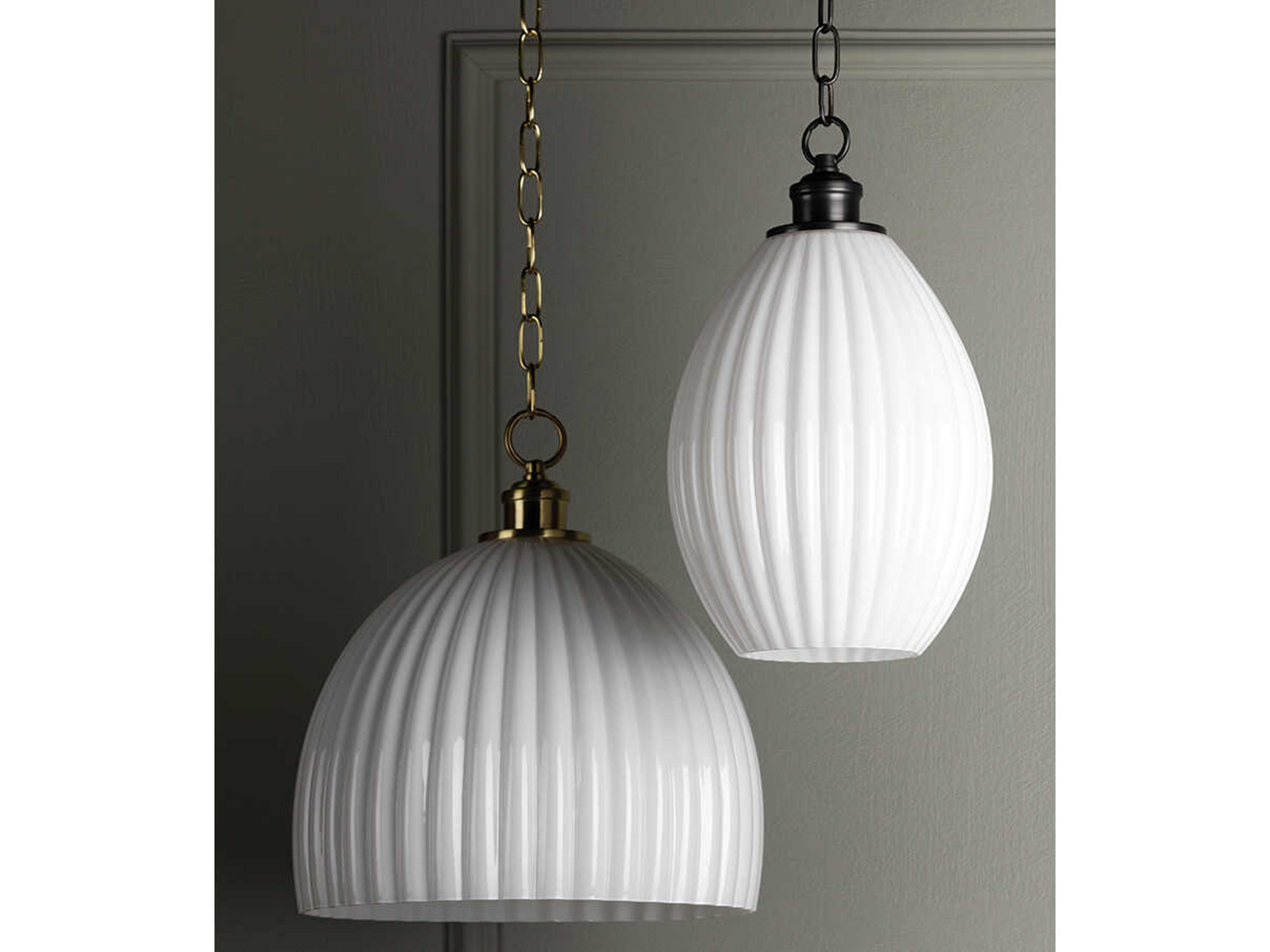 Mitzi Hillary 1-Light Aged Brass White Glass Dome Pendant