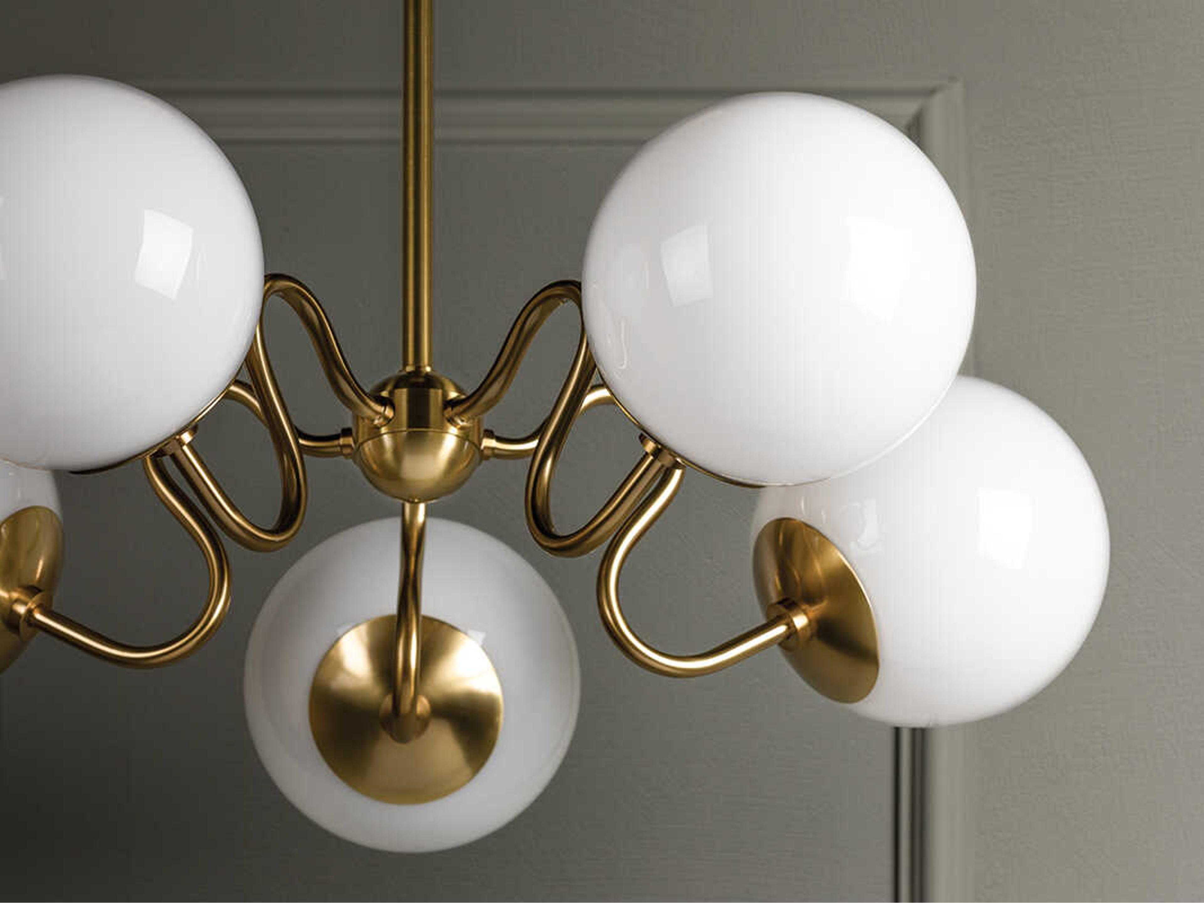 Mitzi Havana 5-Light Aged Brass Glass Globe Chandelier
