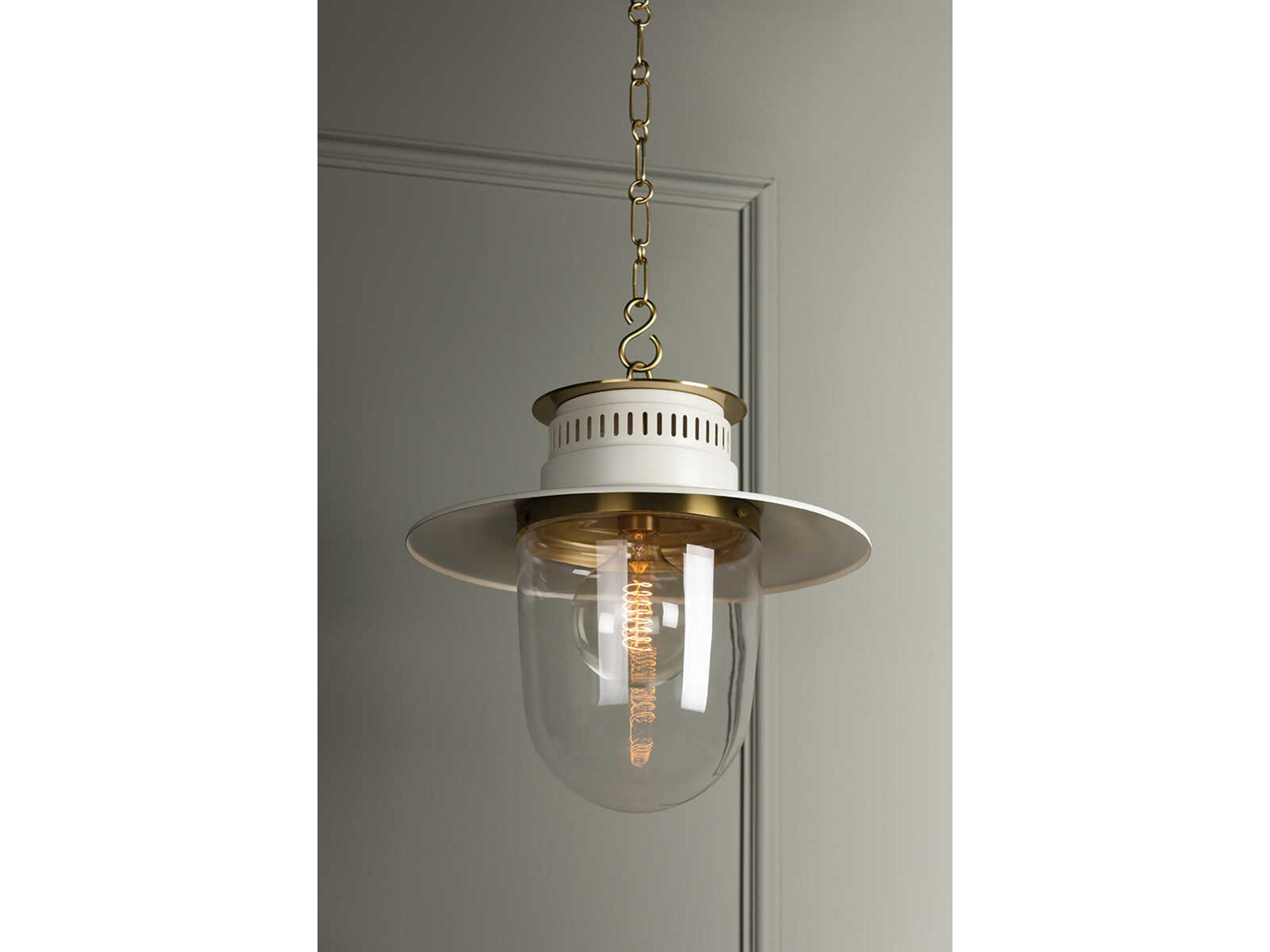 Mitzi Nori 1-Light Aged Brass White Glass Pendant