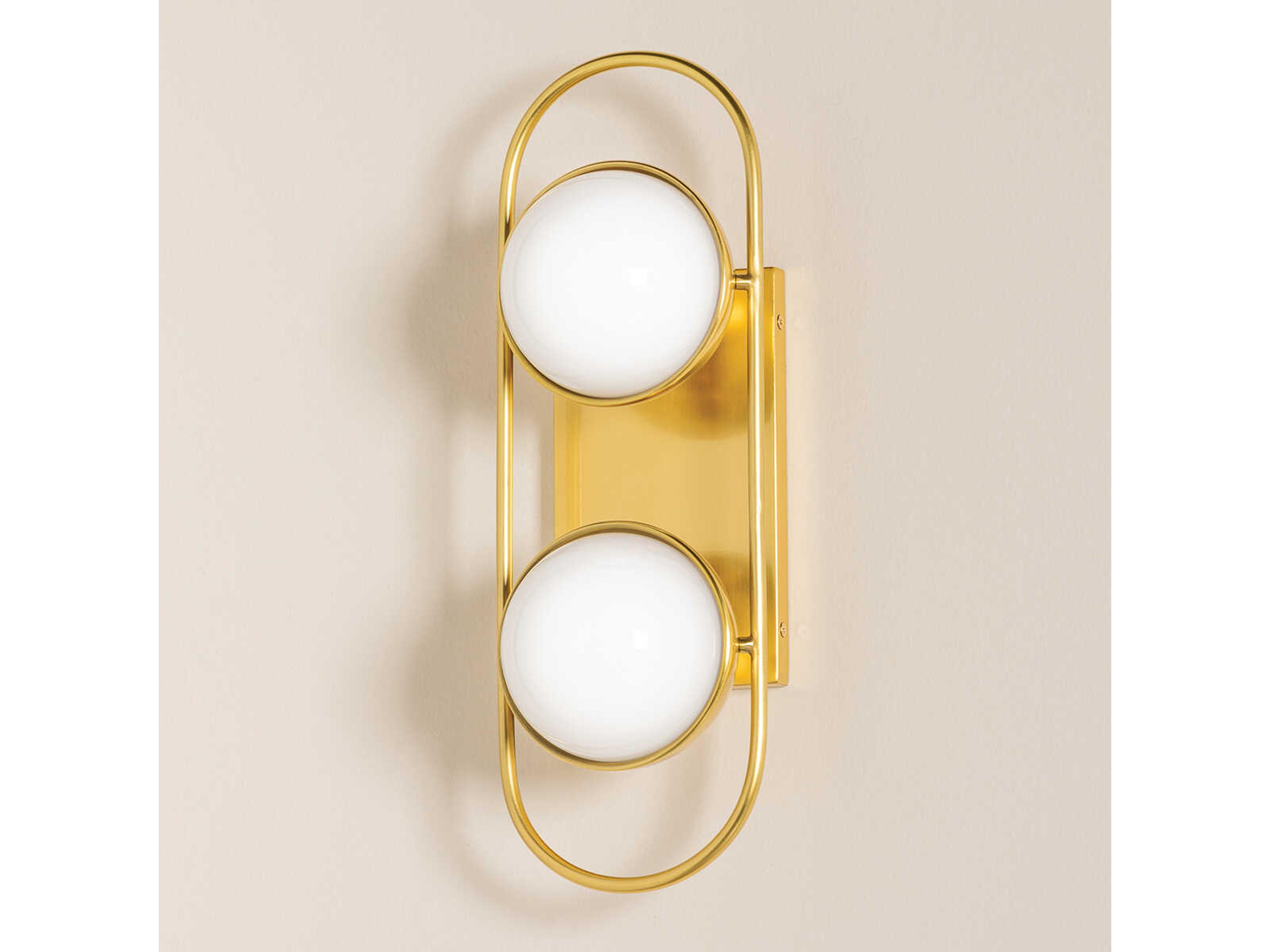 Mitzi Amy 2-Light Aged Brass Glass Vanity Light