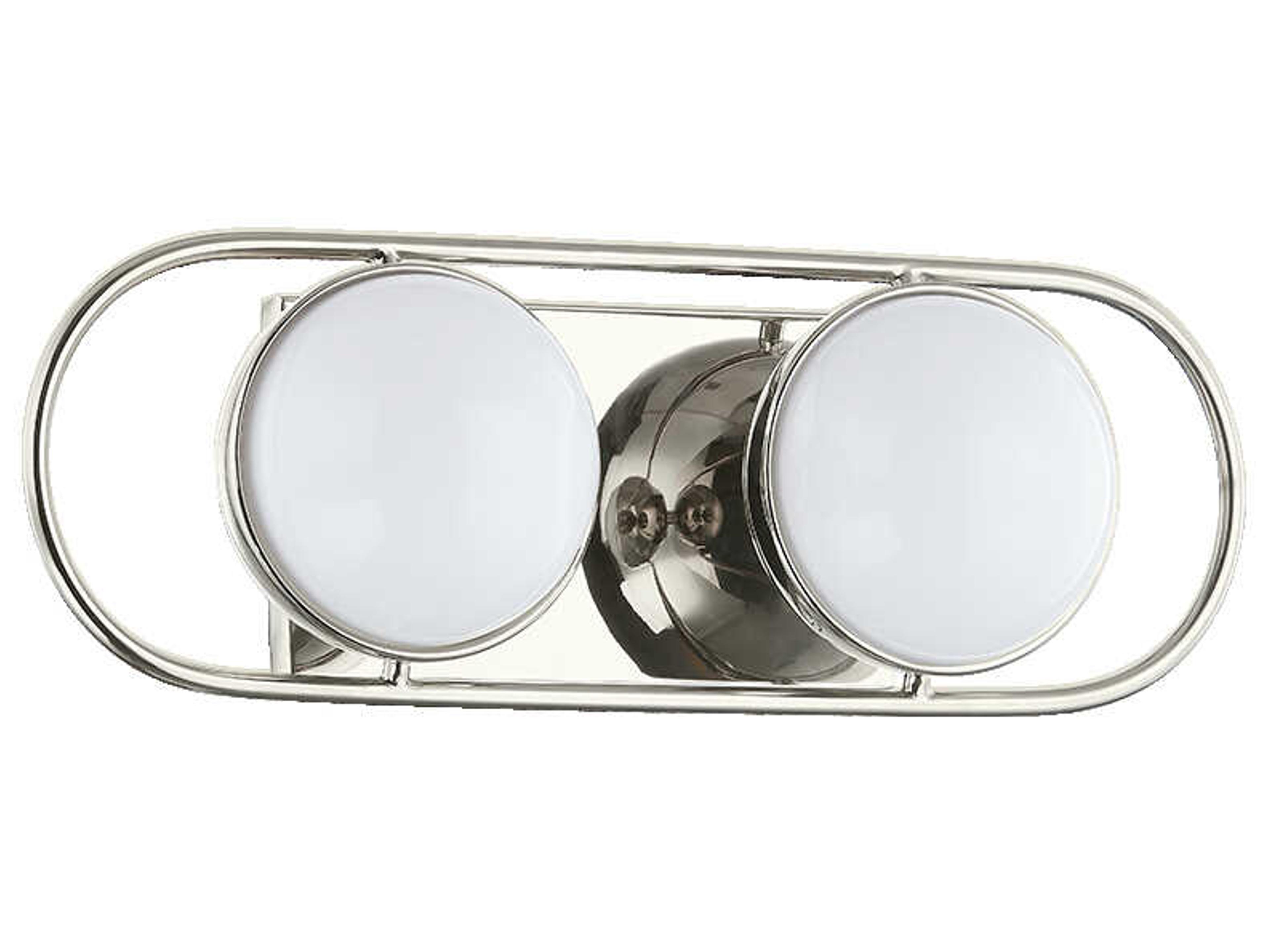 Amy 2-Light Polished Nickel Glass Vanity Light