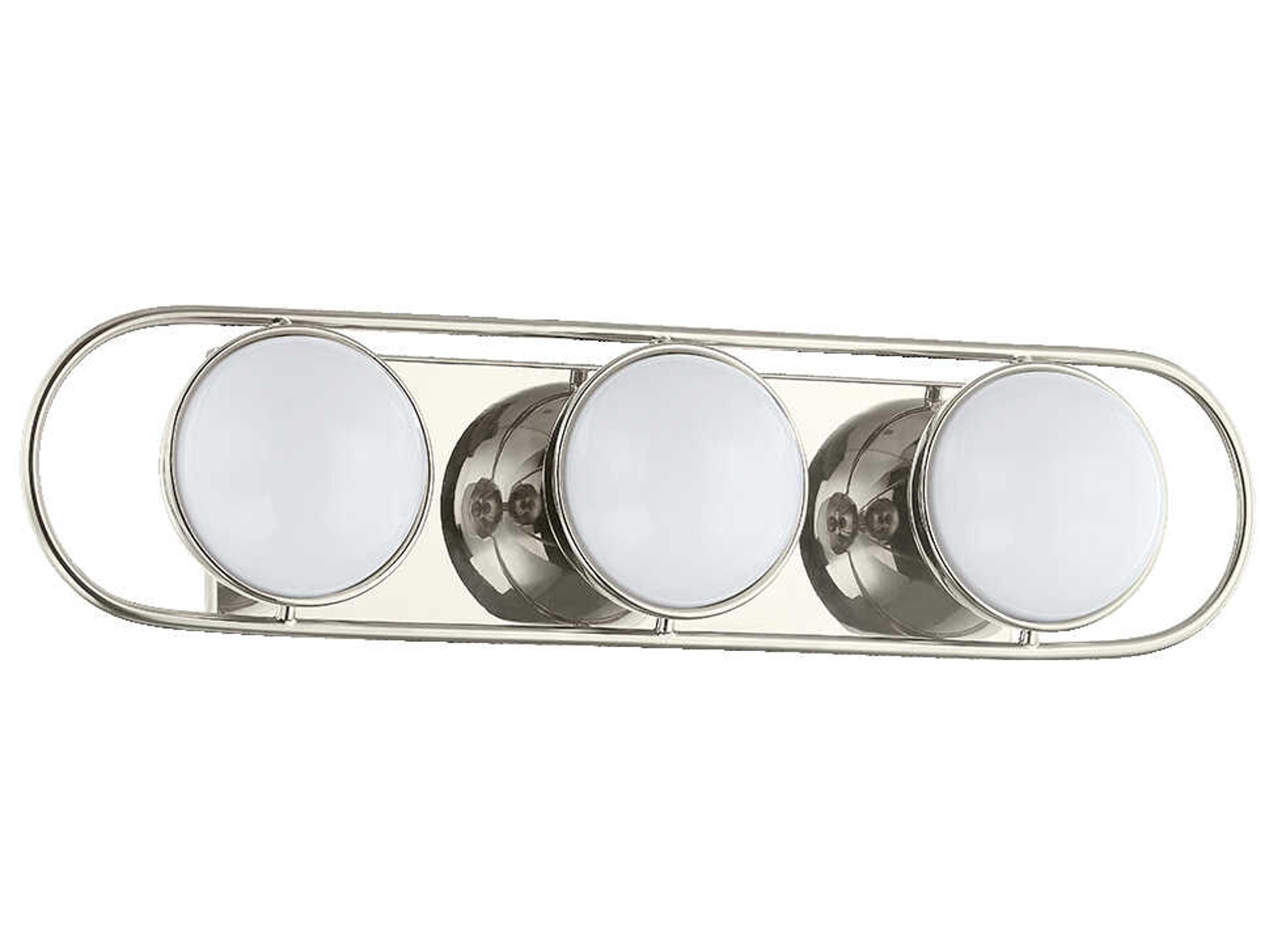 Amy 3-Light Polished Nickel Glass Vanity Light