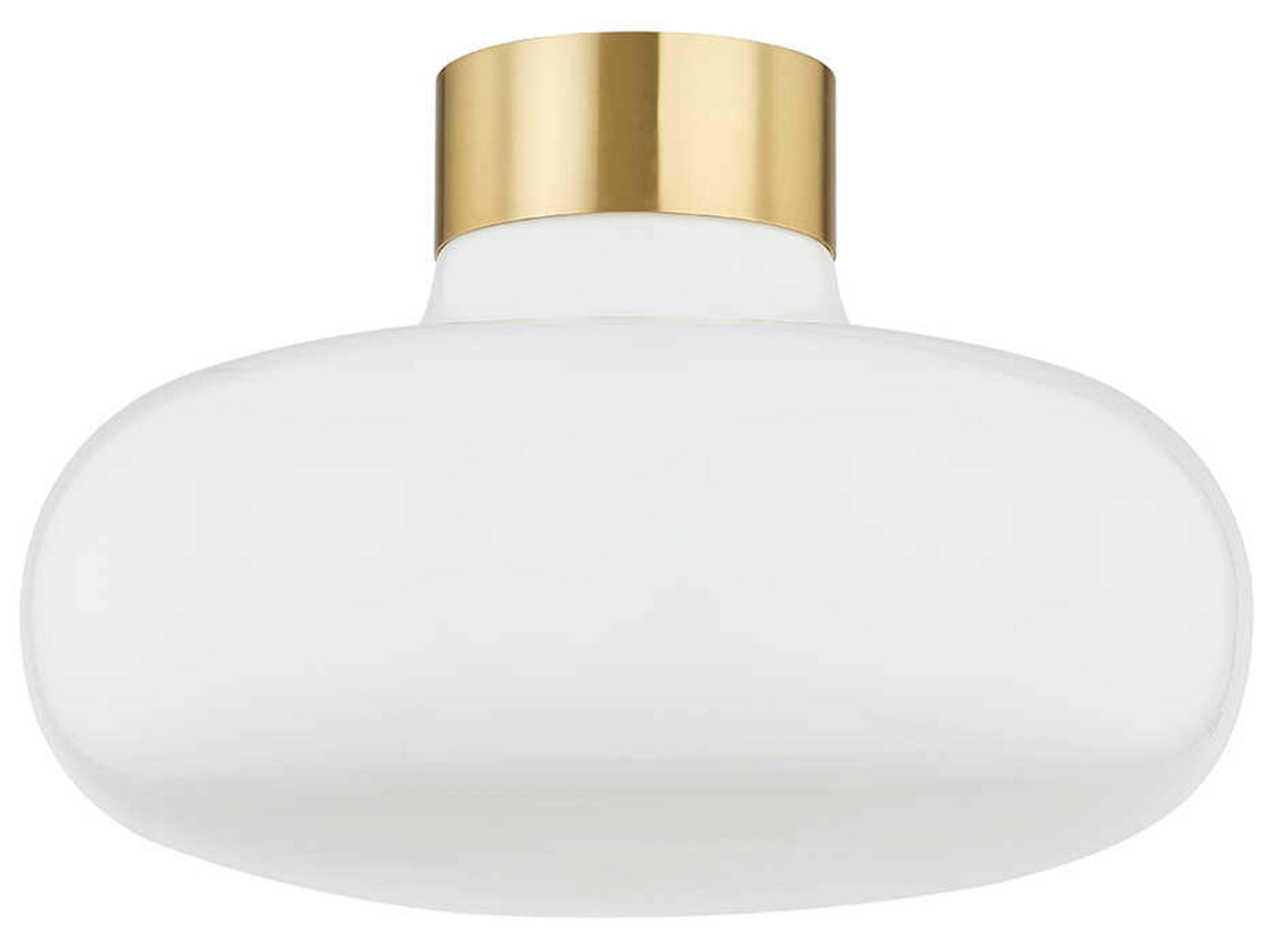 Eliana 1-Light Aged Brass Glass Flush Mount