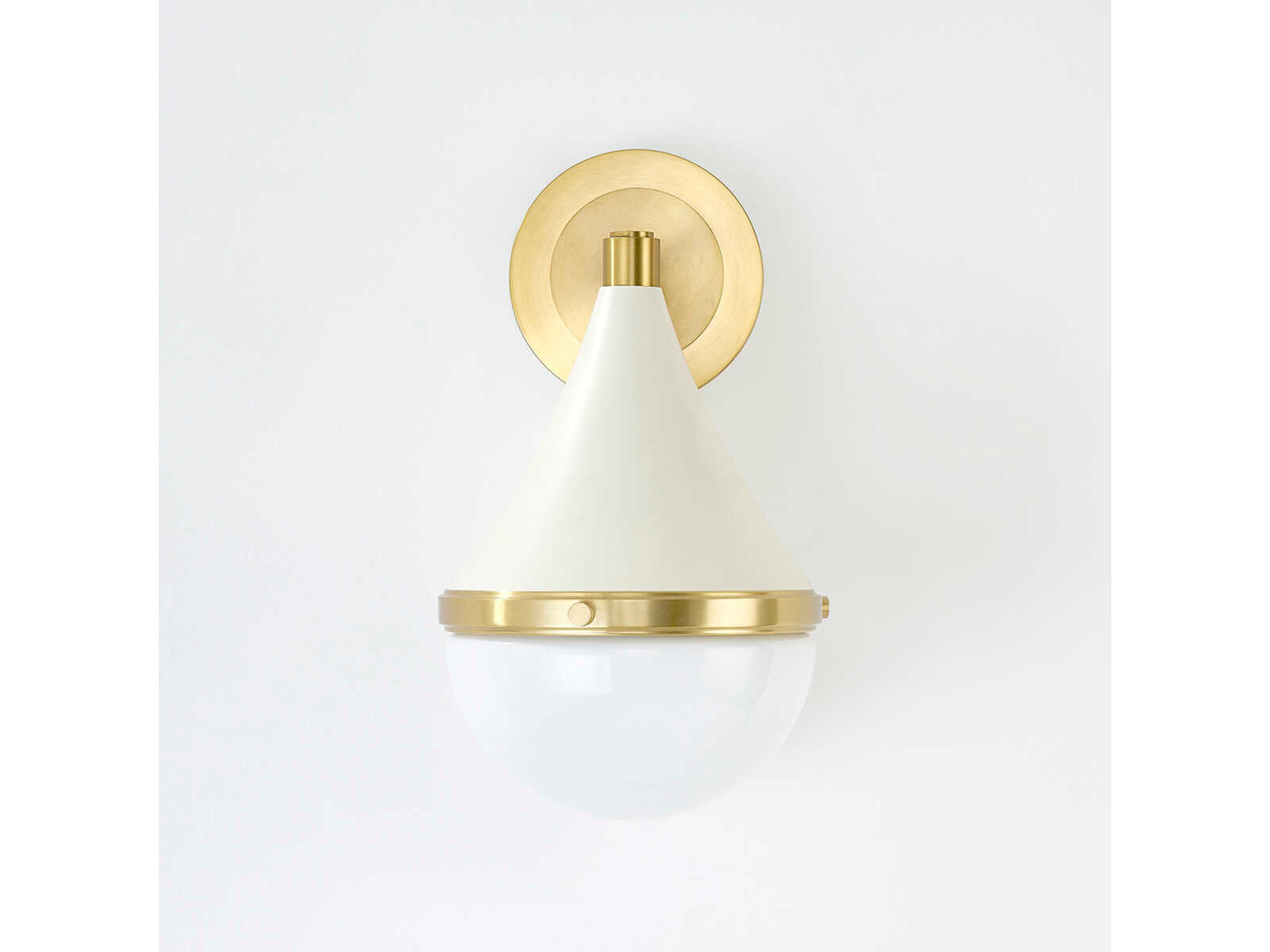 Mitzi Ciara 1-Light Aged Brass Soft Cream White Glass Wall Sconce