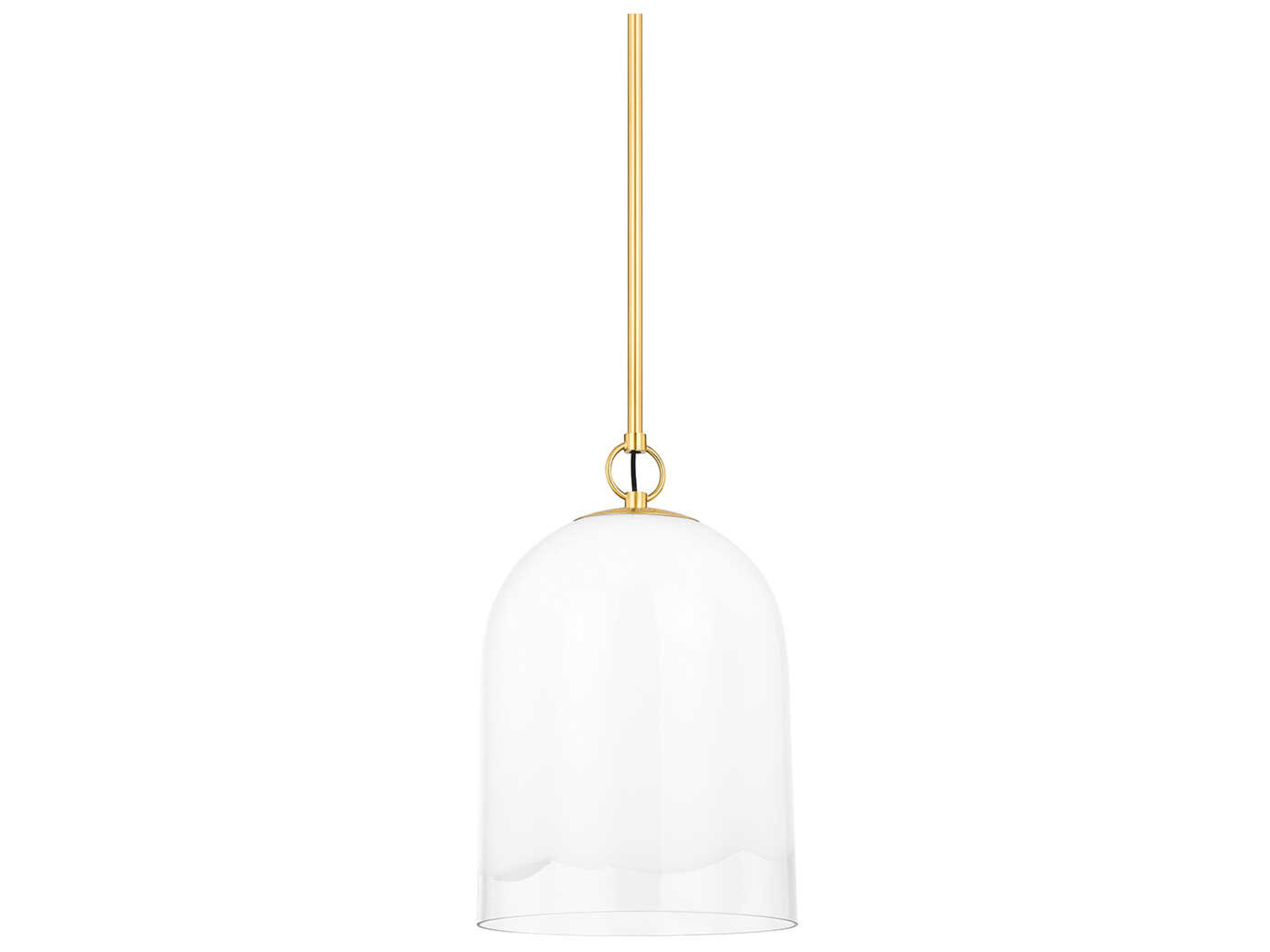 Lennon 1-Light Aged Brass Glass Mini Pendant