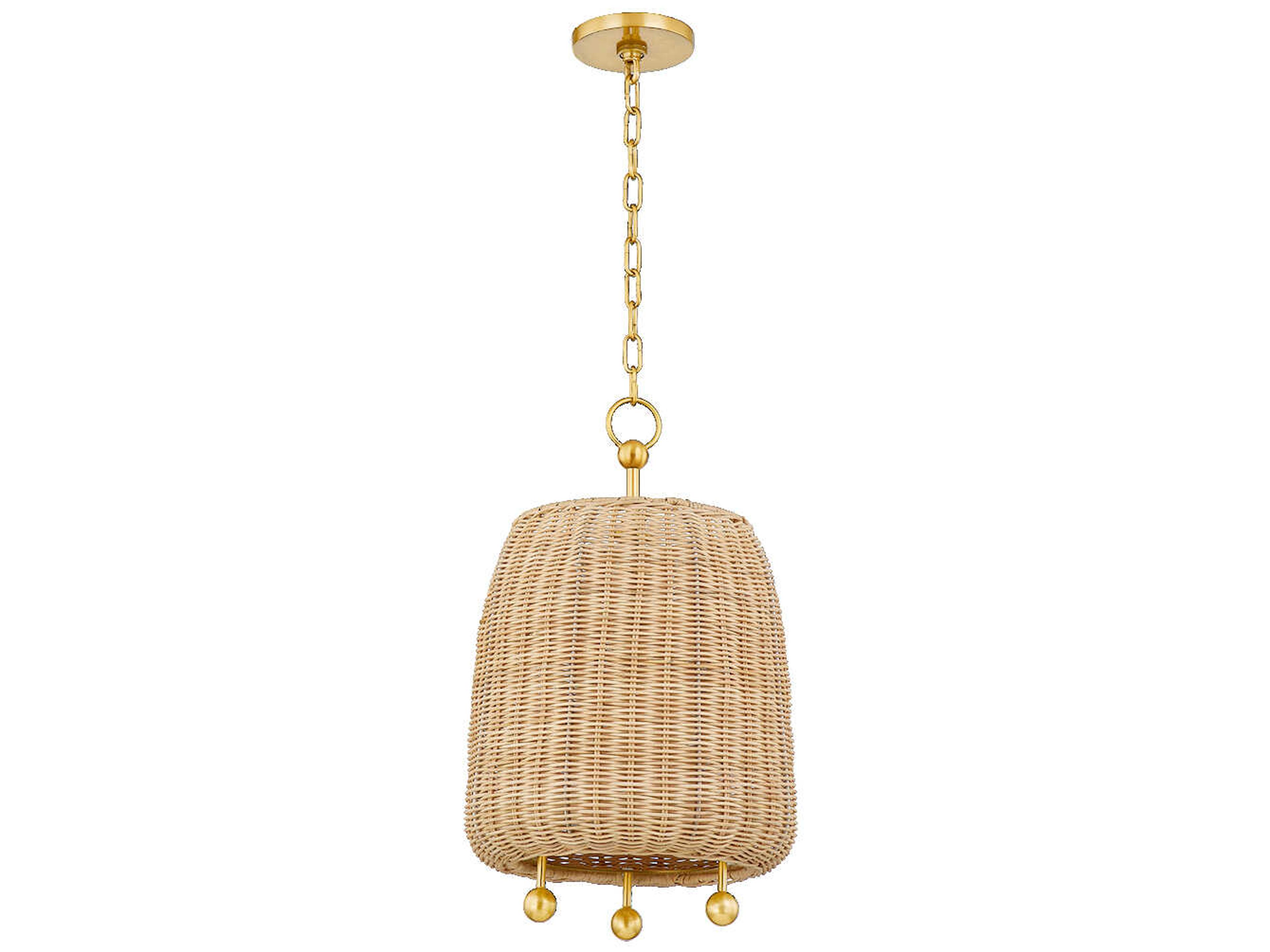 Elena 1-Light Aged Brass Mini Pendant
