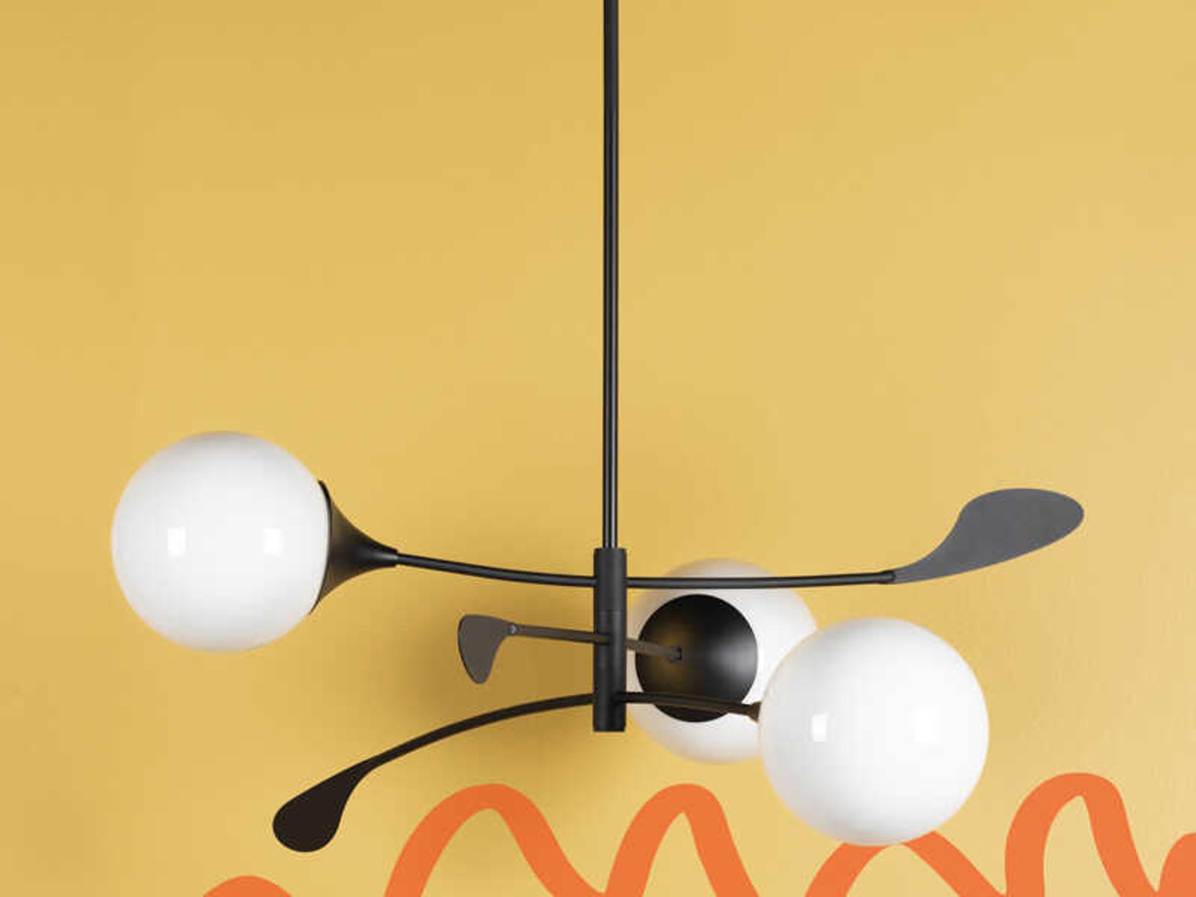 Mitzi Victoria 3-Light Textured Black Glass Globe Linear Chandelier