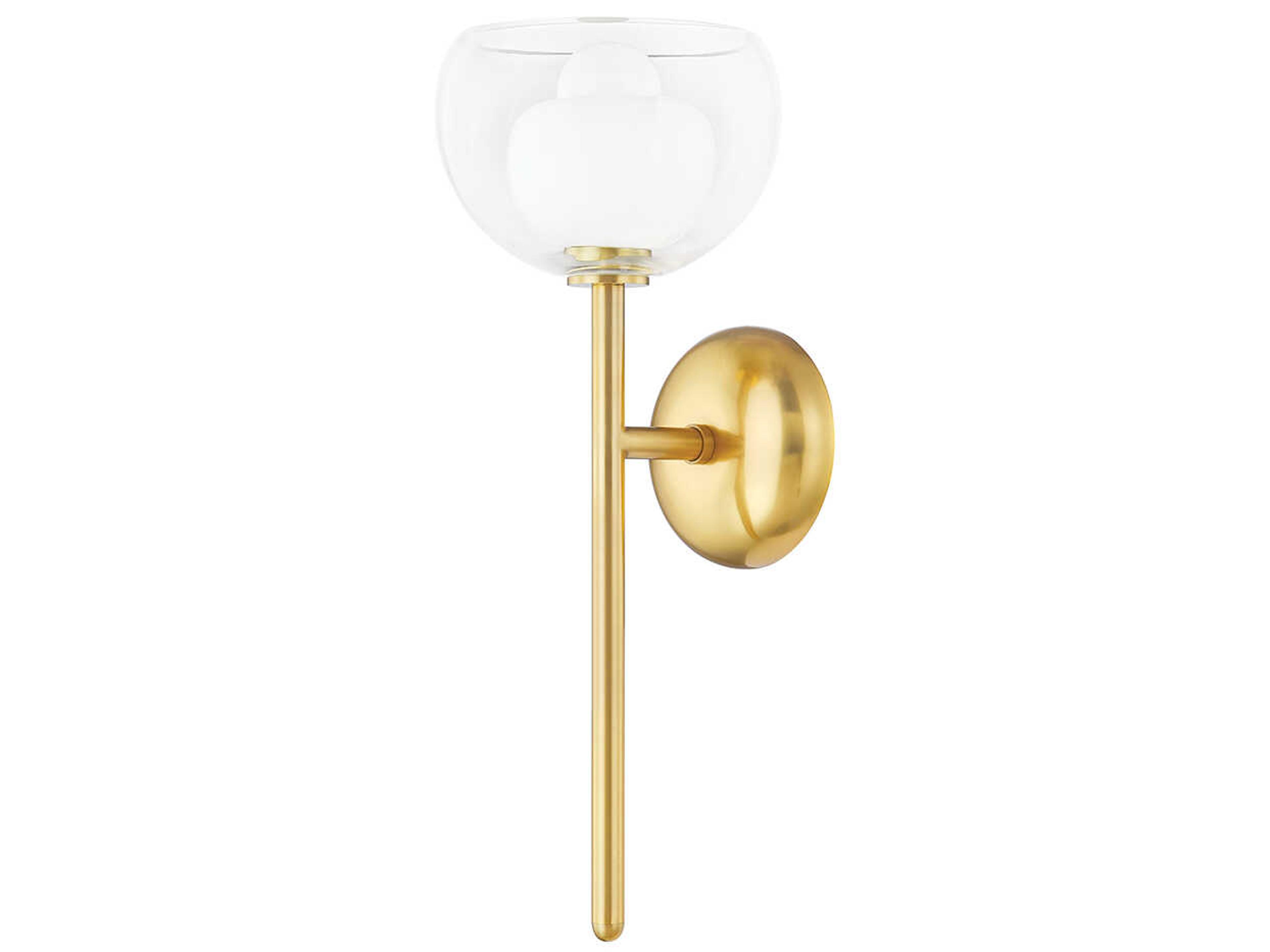 Cortney 1-Light Aged Brass Glass Wall Sconce