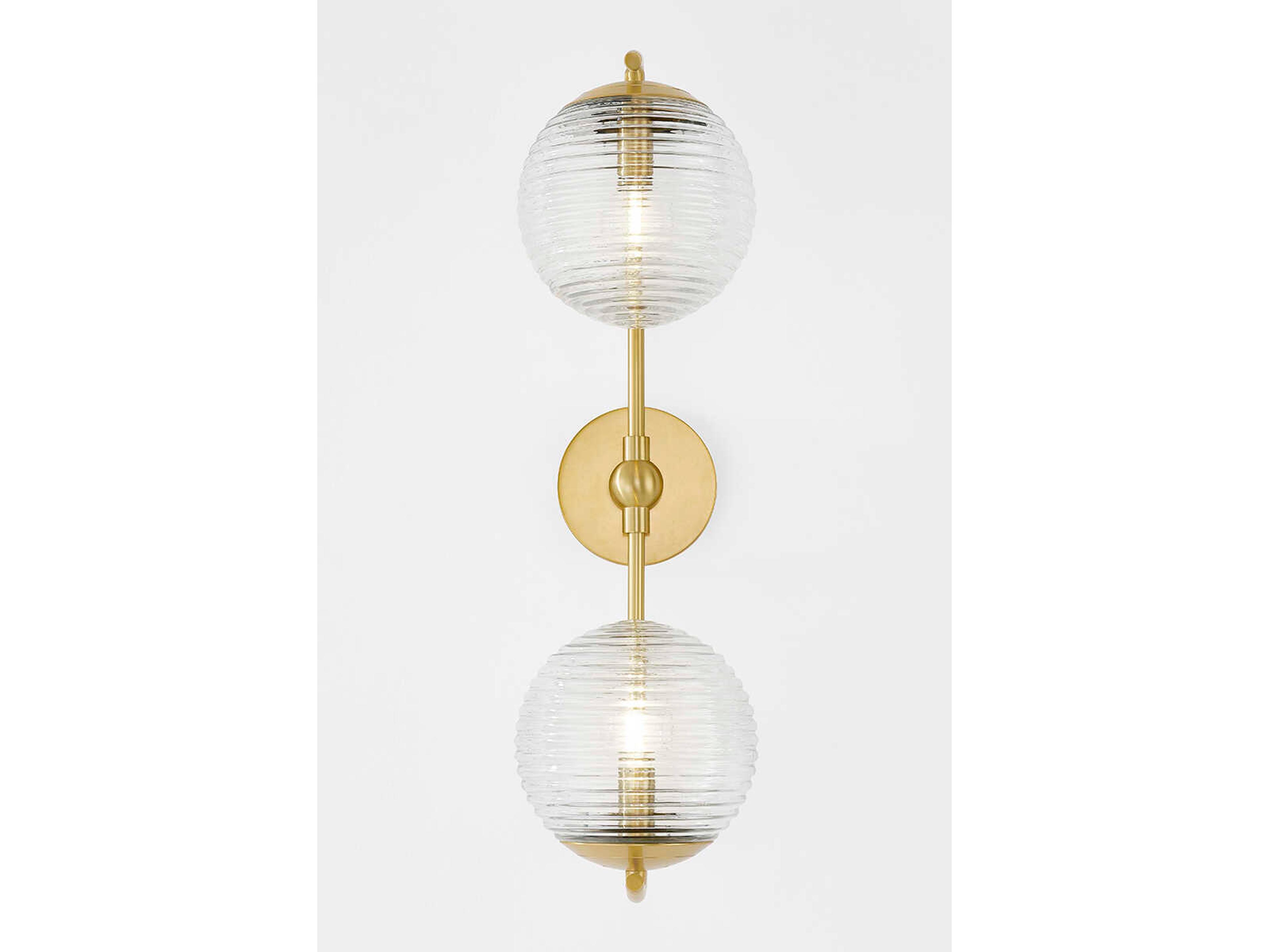 Mitzi Sara 2-Light Aged Brass Glass Wall Sconce