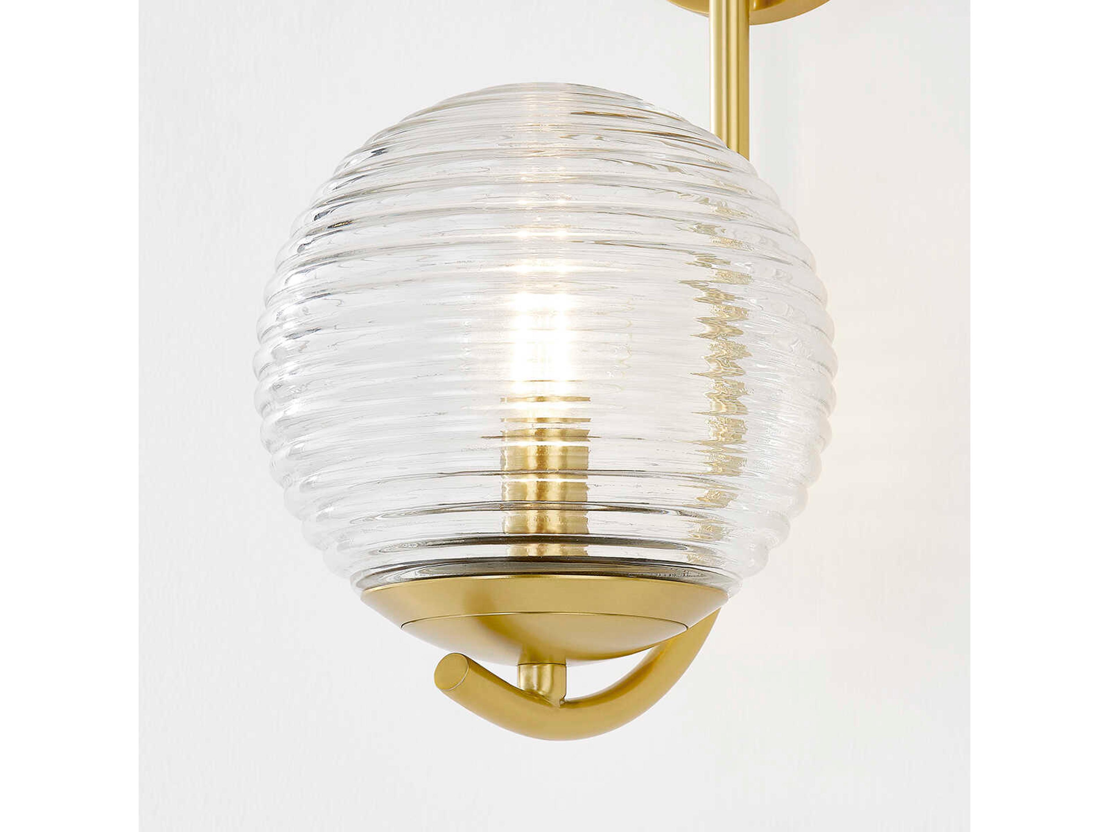 Mitzi Sara 2-Light Aged Brass Glass Wall Sconce