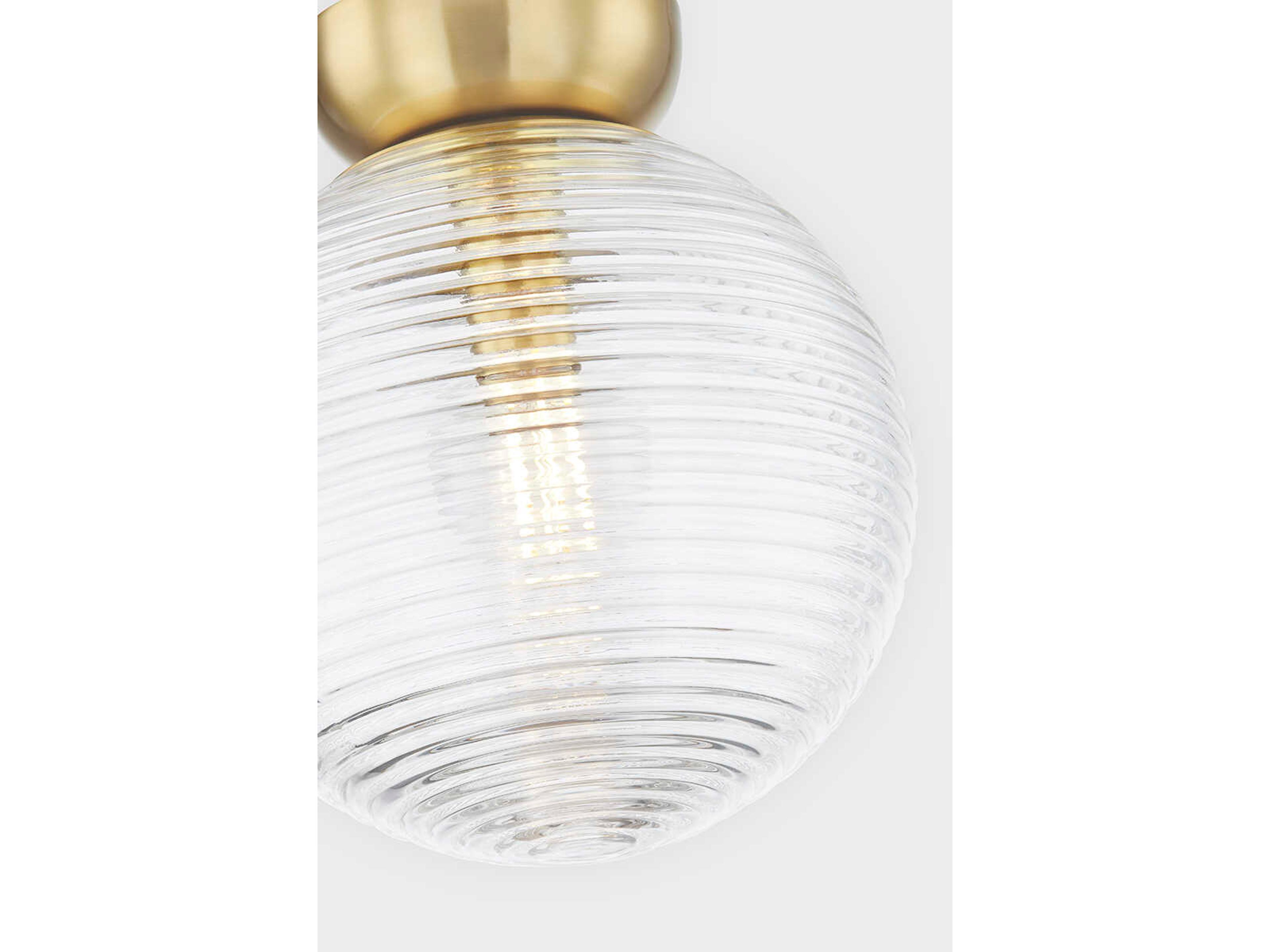 Mitzi Sara 1-Light Aged Brass Glass Globe Flush Mount