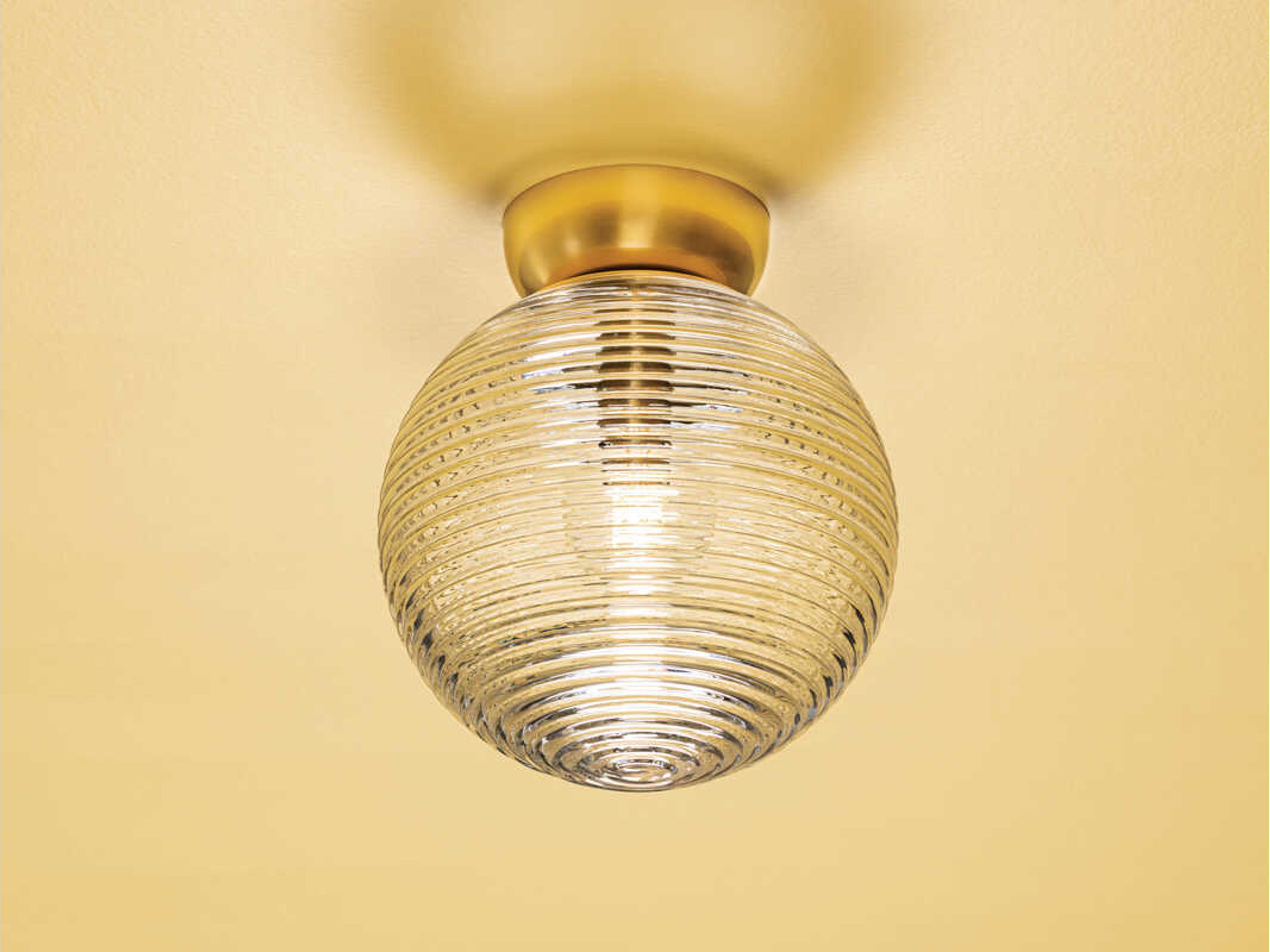 Mitzi Sara 1-Light Aged Brass Glass Globe Flush Mount