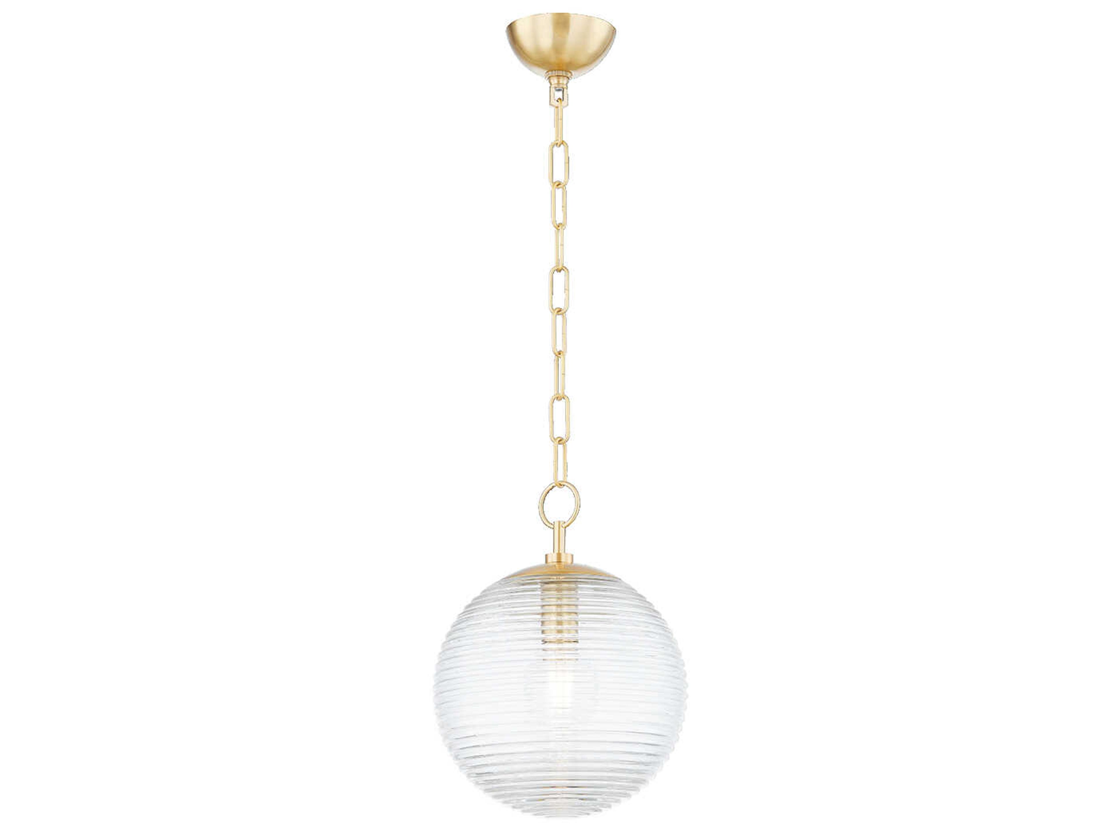 Sara 1-Light Aged Brass Glass Globe Mini Pendant