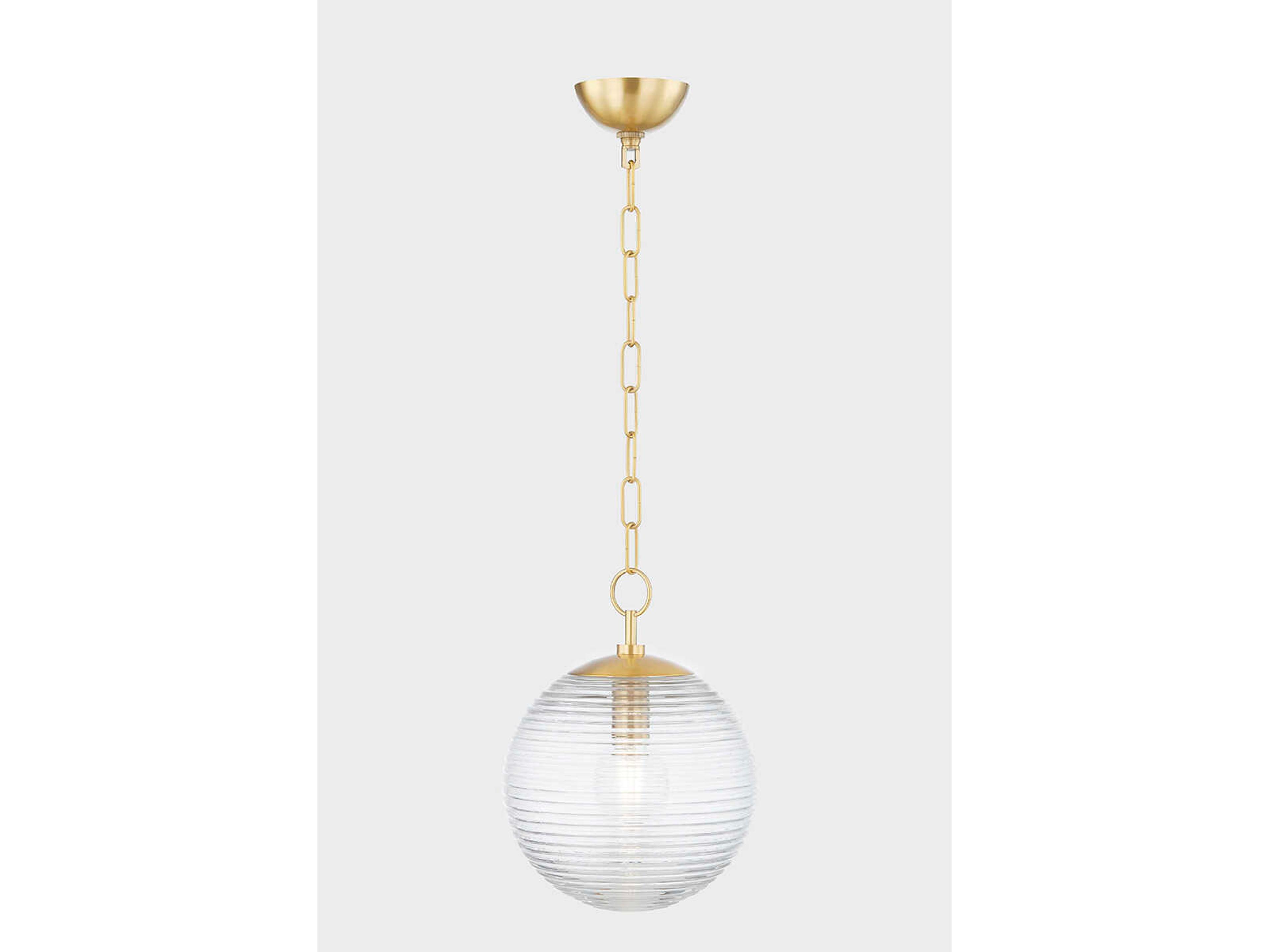 Mitzi Sara 1-Light Aged Brass Glass Globe Mini Pendant