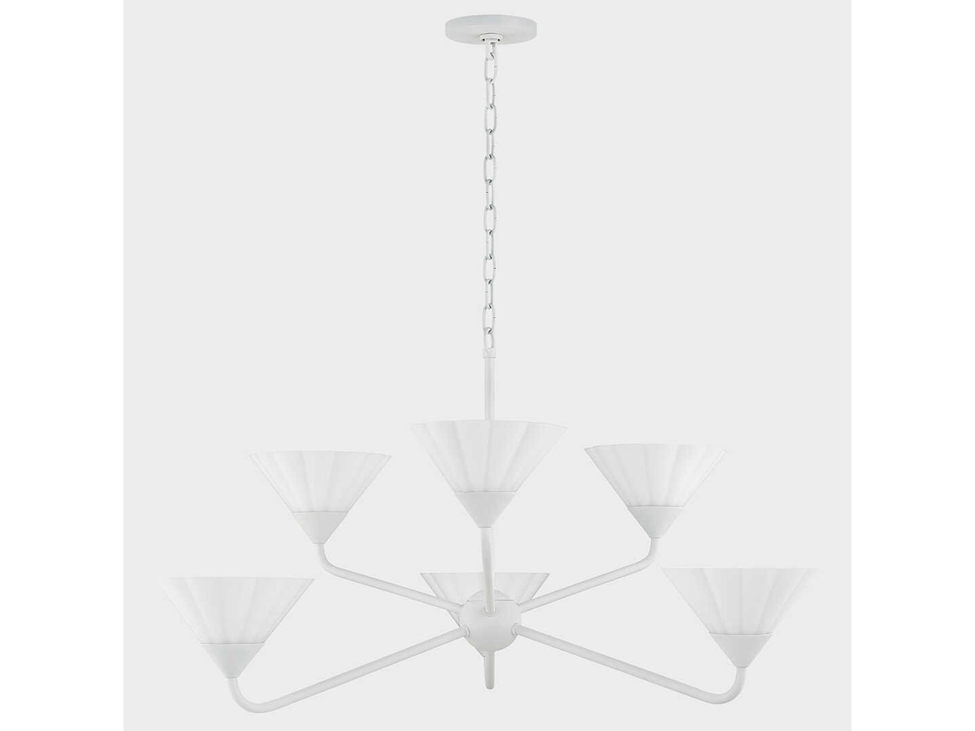 Mitzi Kelsey 6-Light Textured White Glass Candelabra Chandelier