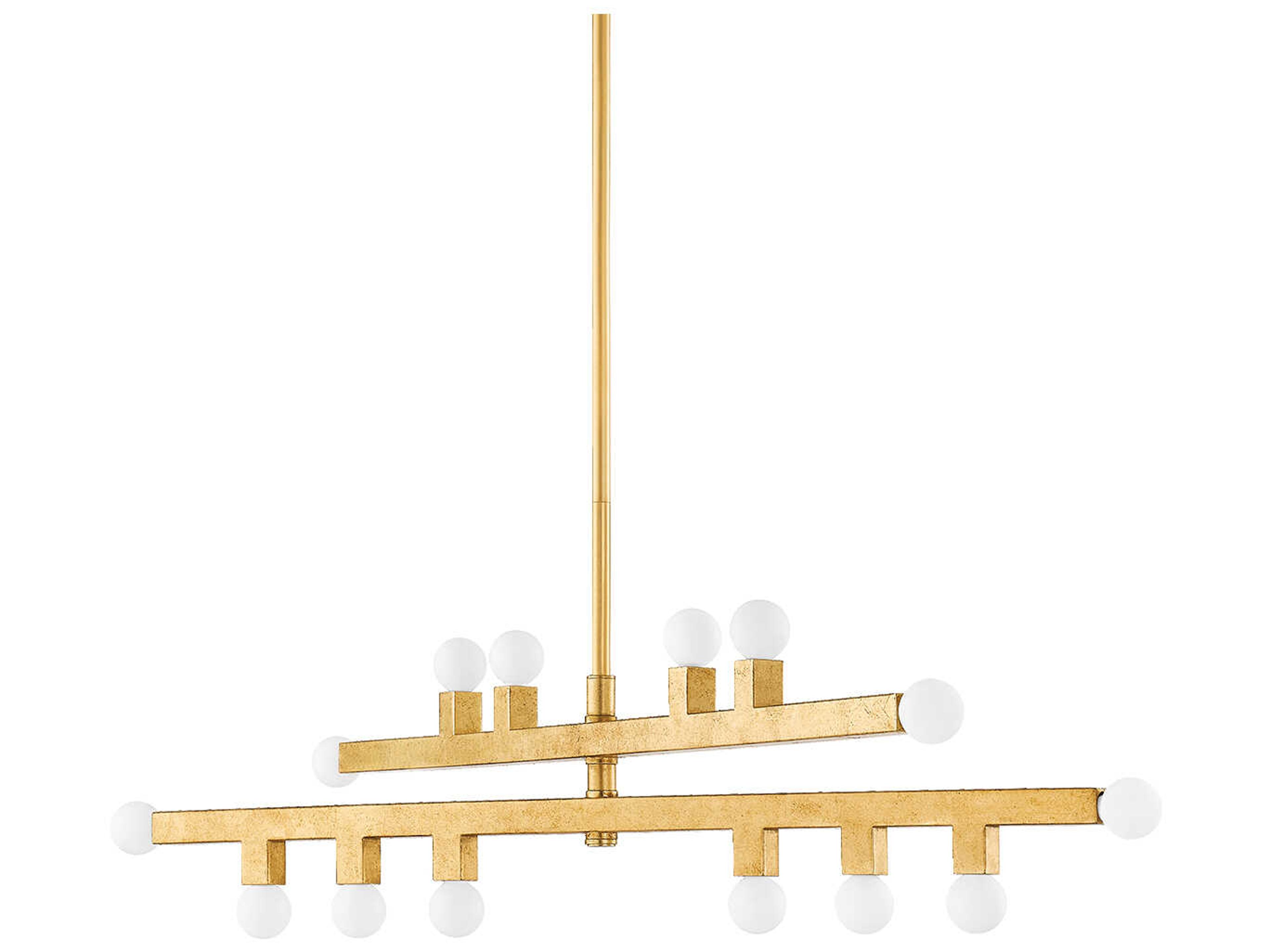 Sutter 14-Light Vintage Gold Leaf Tiered Chandelier