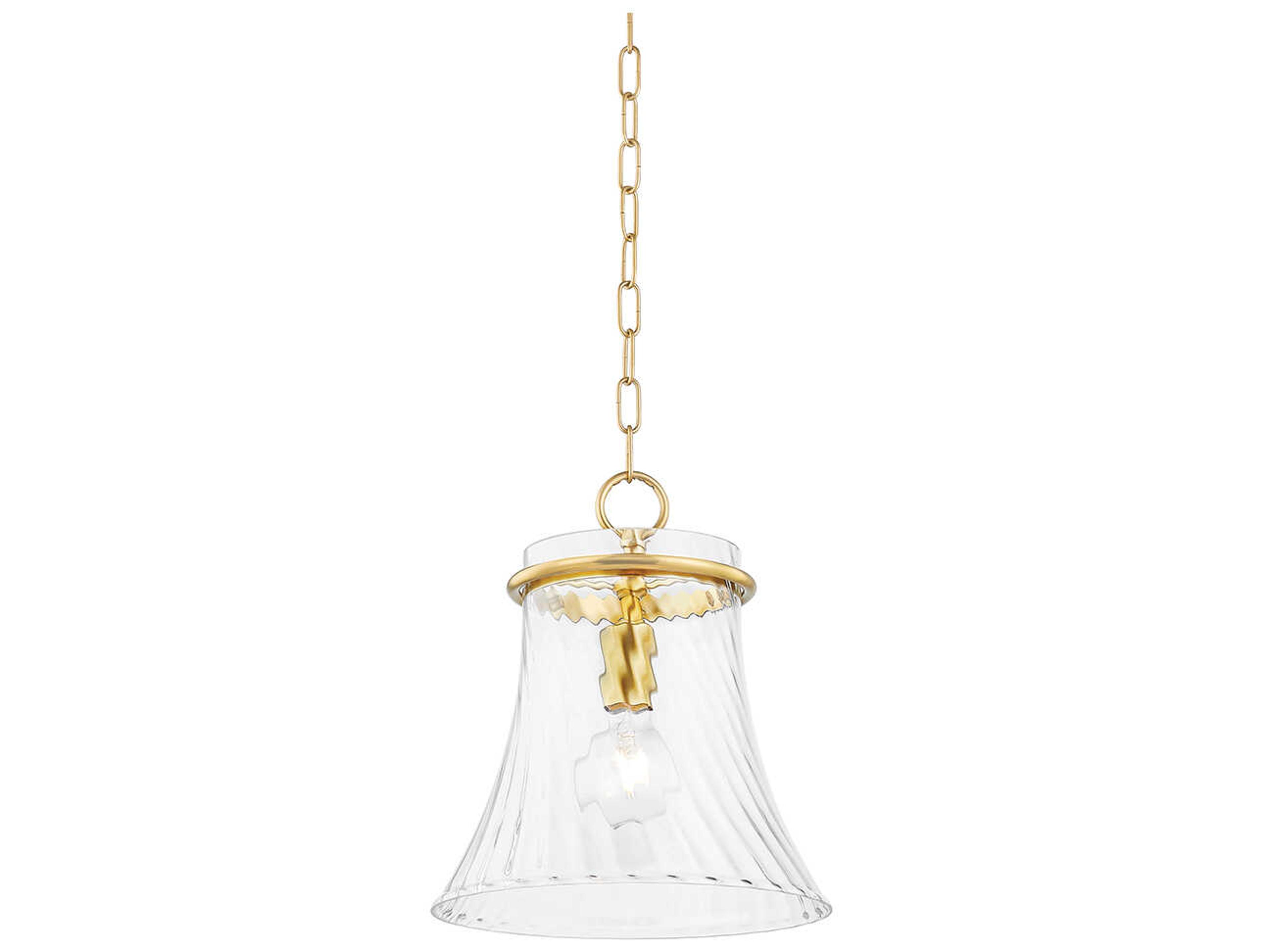 Cantana 1-Light Aged Brass Glass Mini Pendant