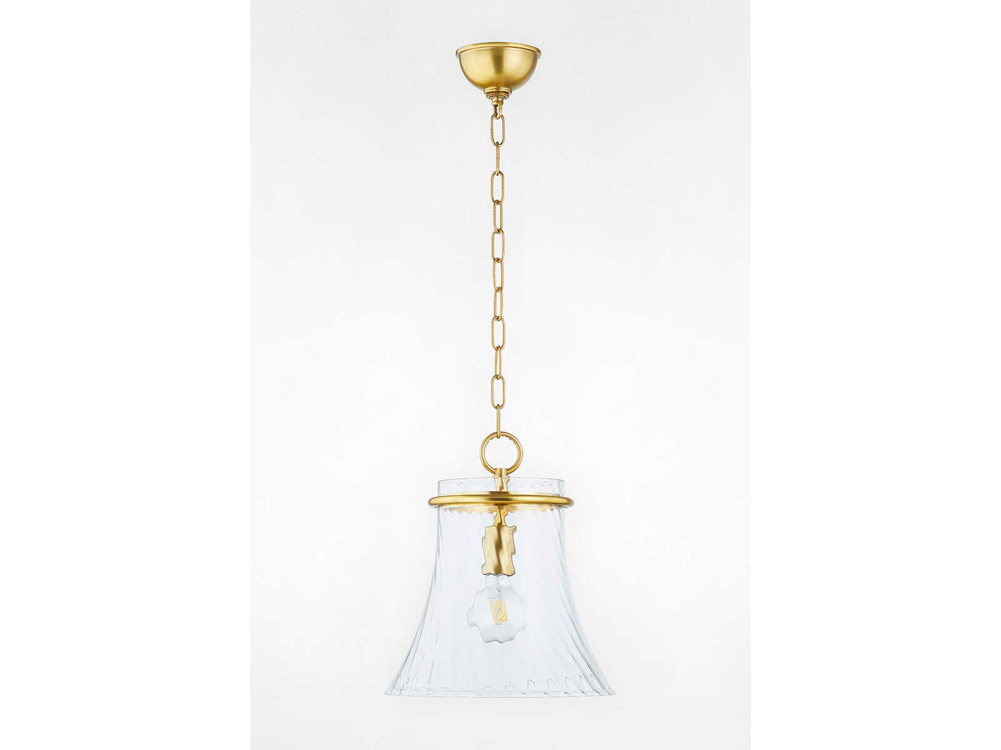 Mitzi Cantana 1-Light Aged Brass Glass Mini Pendant