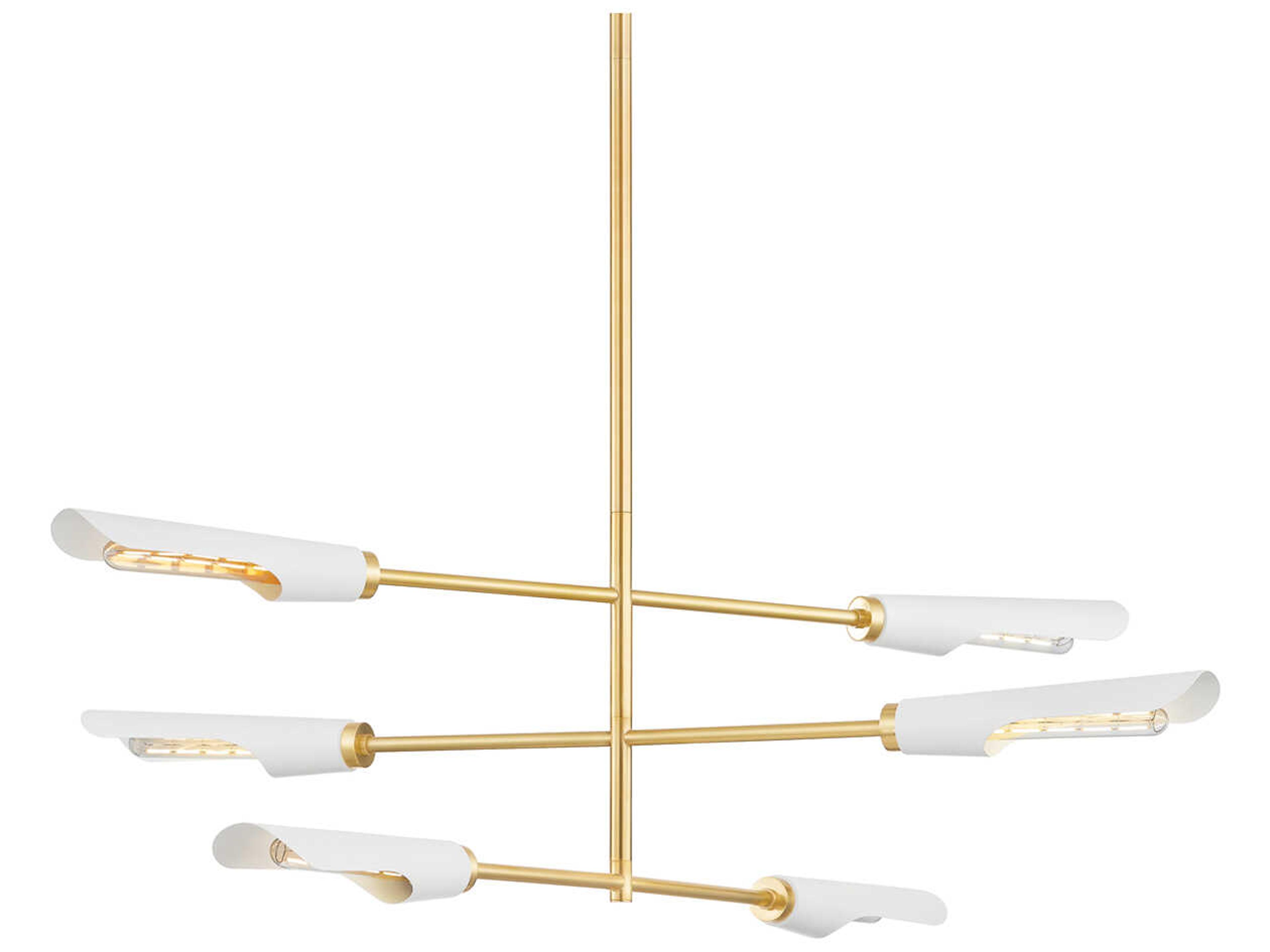 Harperrose 6-Light Aged Brass Soft White Linear Tiered Chandelier