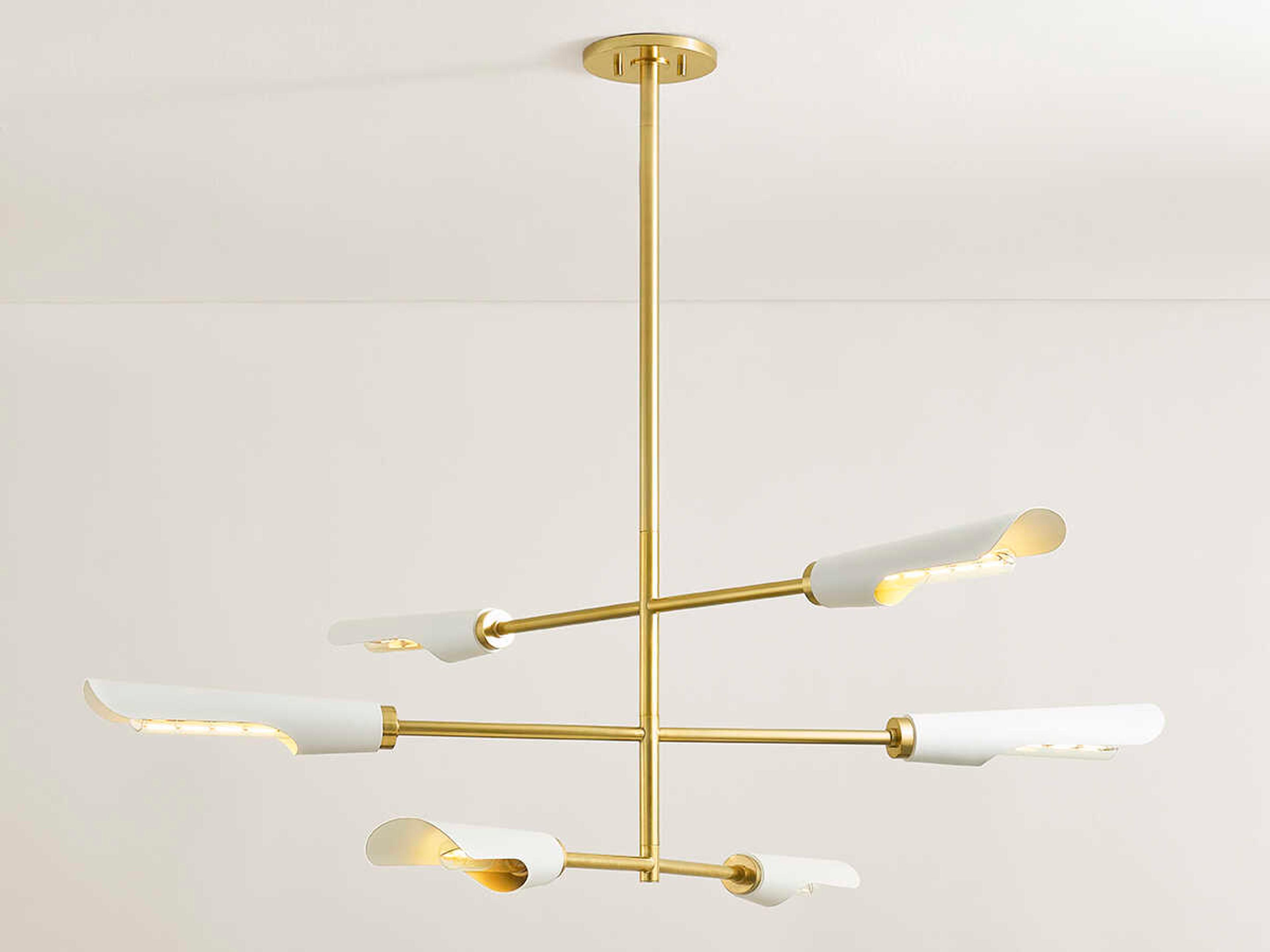 Mitzi Harperrose 6-Light Aged Brass Soft White Linear Tiered Chandelier