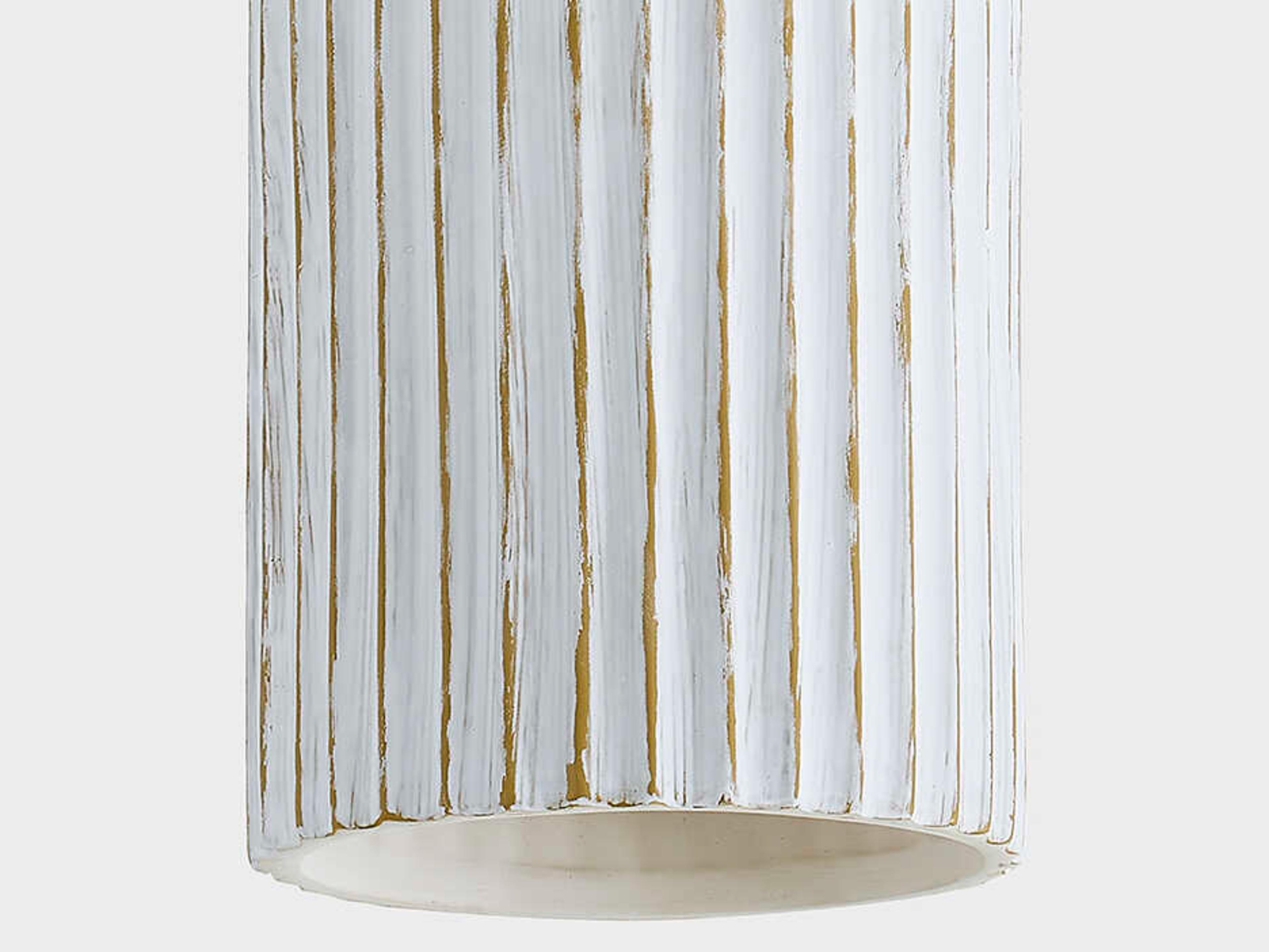 Mitzi Corissa 1-Light Aged Brass Ceramic Whitewash Bisque Cylinder Flush Mount