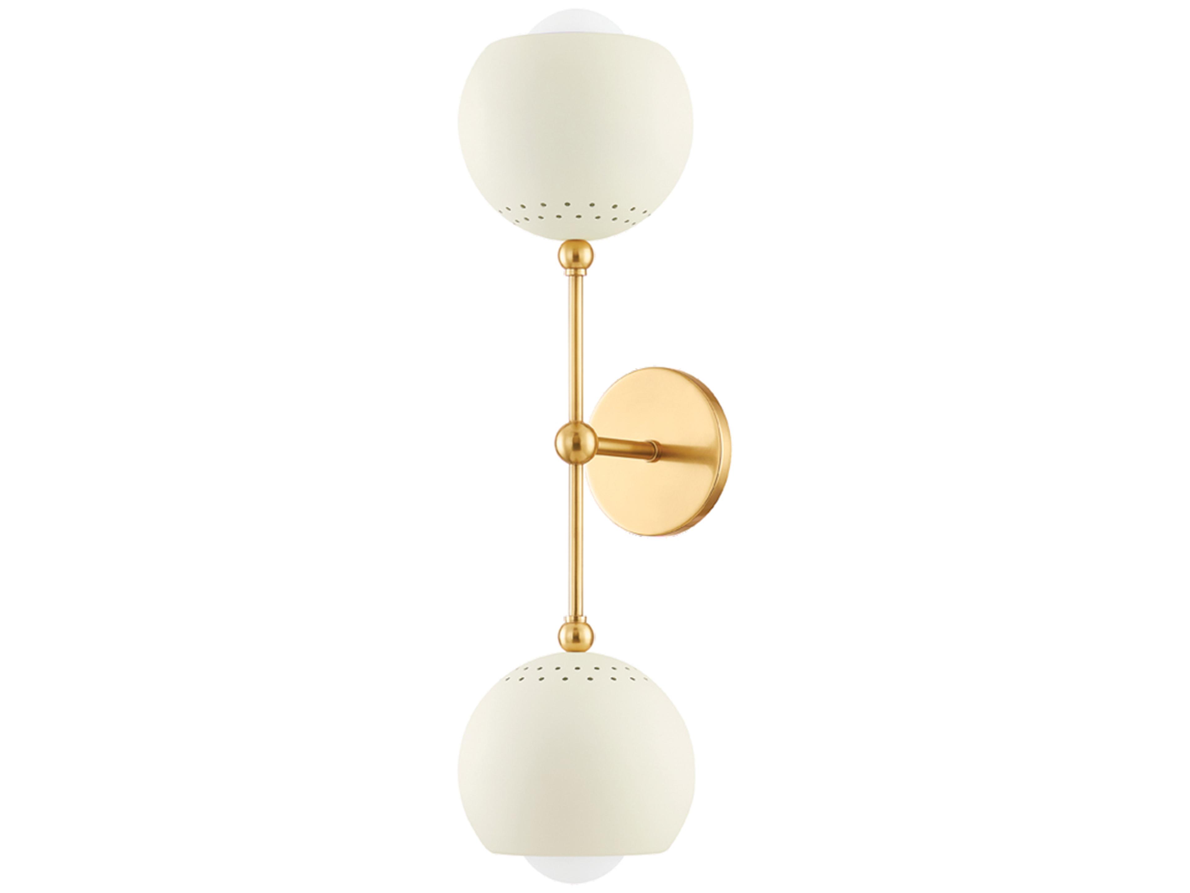 Saylor 2-Light Aged Brass Soft Cream Wall Sconce