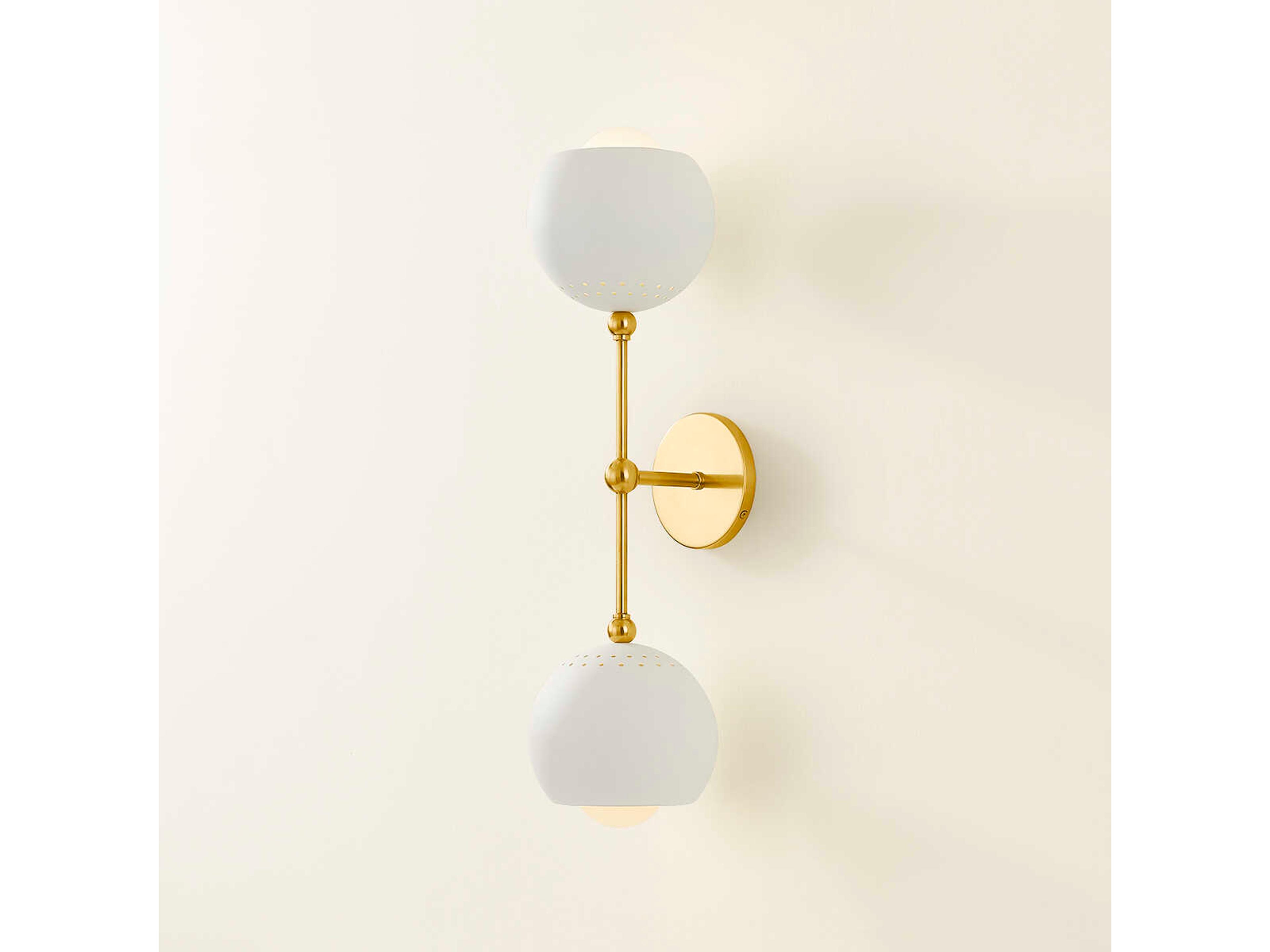 Mitzi Saylor 2-Light Aged Brass Soft Cream Wall Sconce