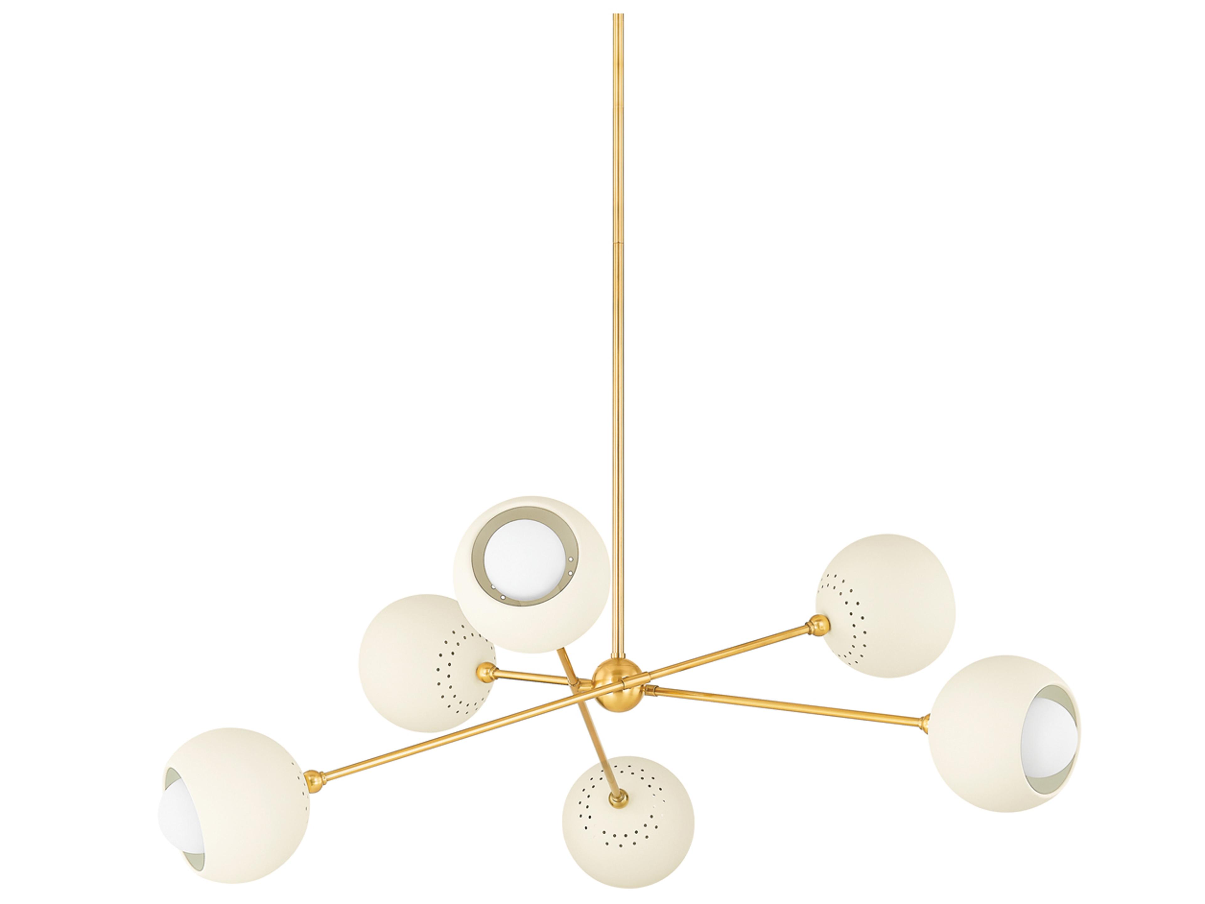 Saylor 6-Light Aged Brass Soft Cream Chandelier