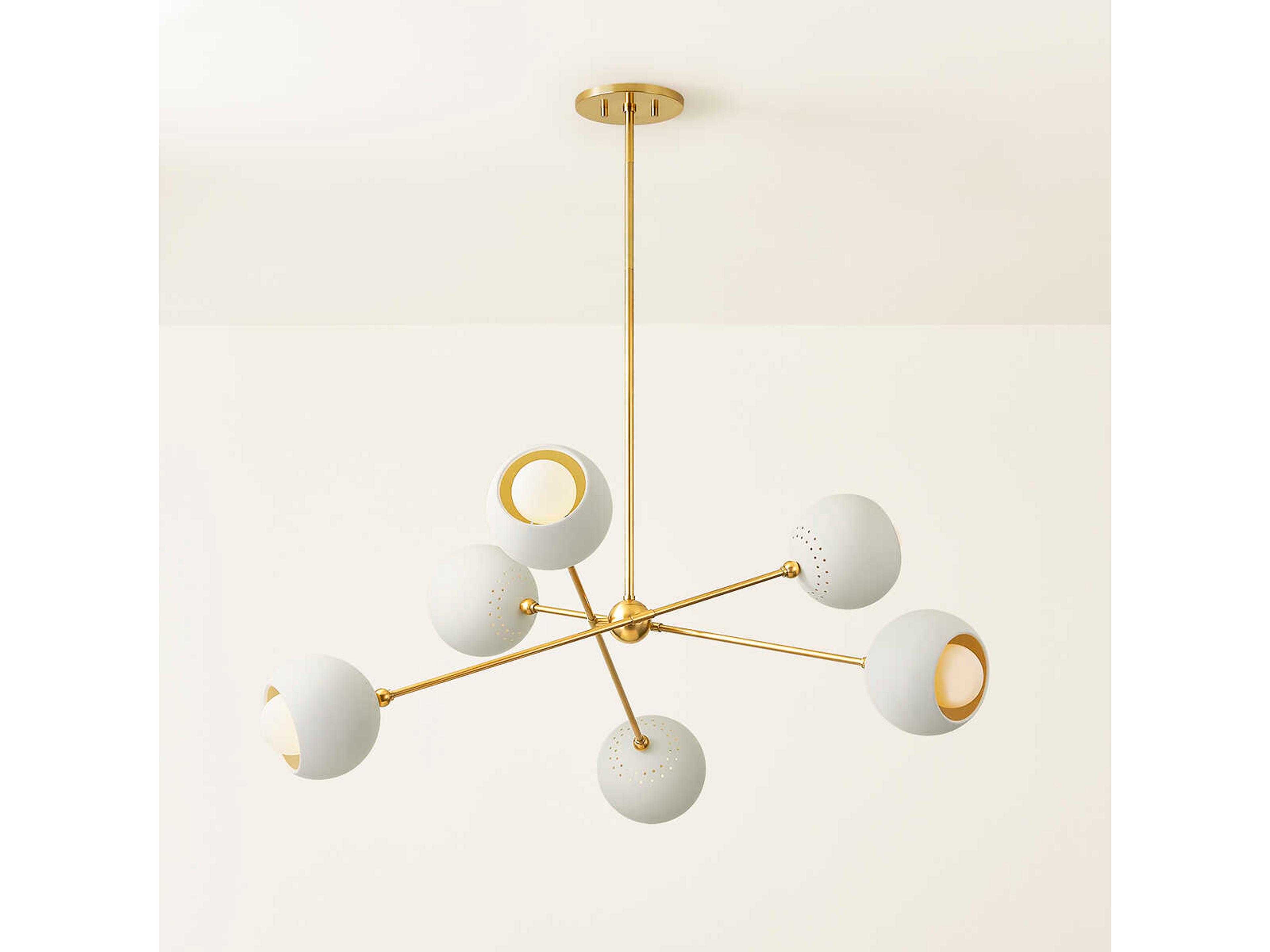 Mitzi Saylor 6-Light Aged Brass Soft Cream Chandelier