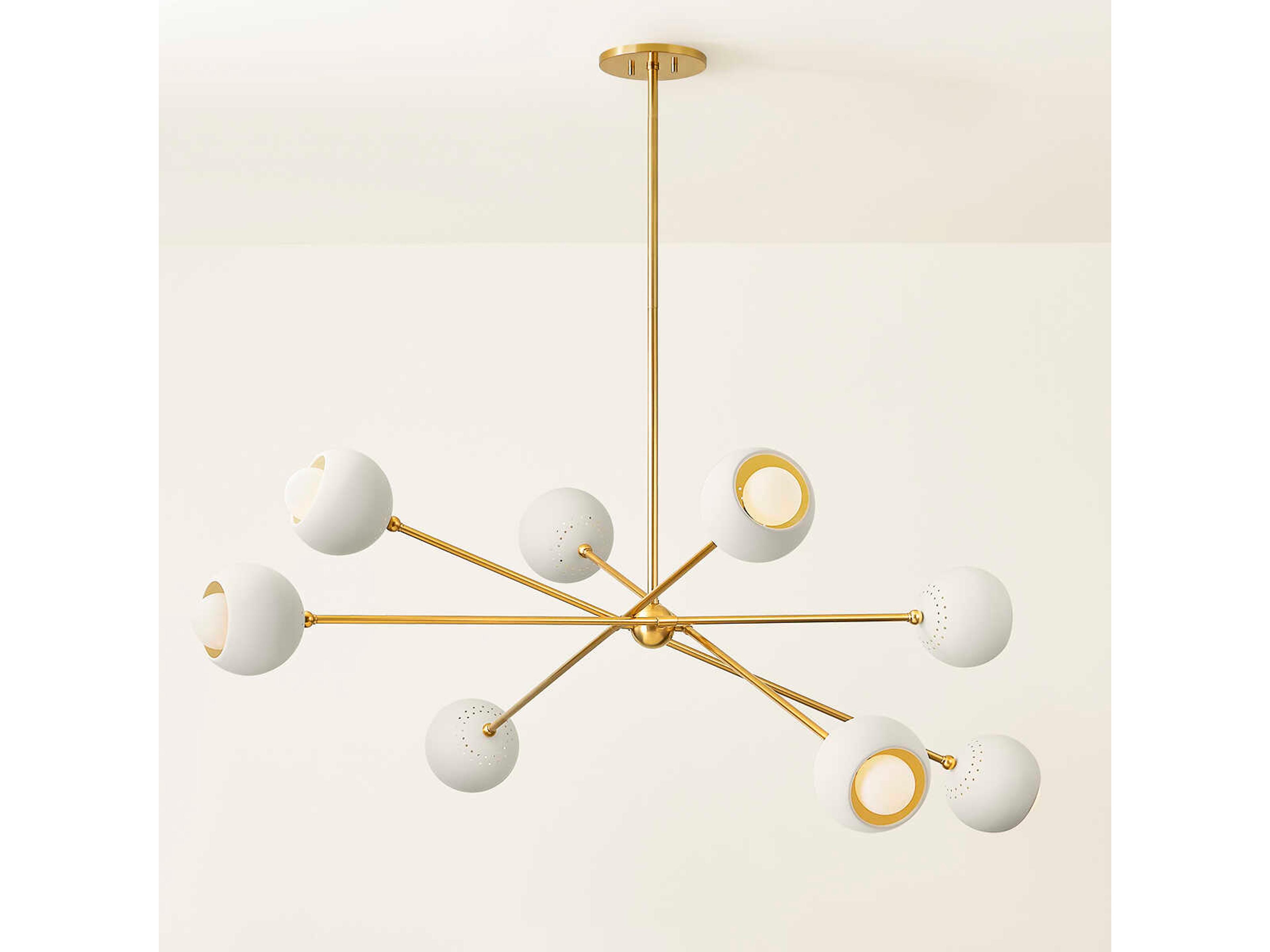 Mitzi Saylor 8-Light Aged Brass Soft Cream Chandelier