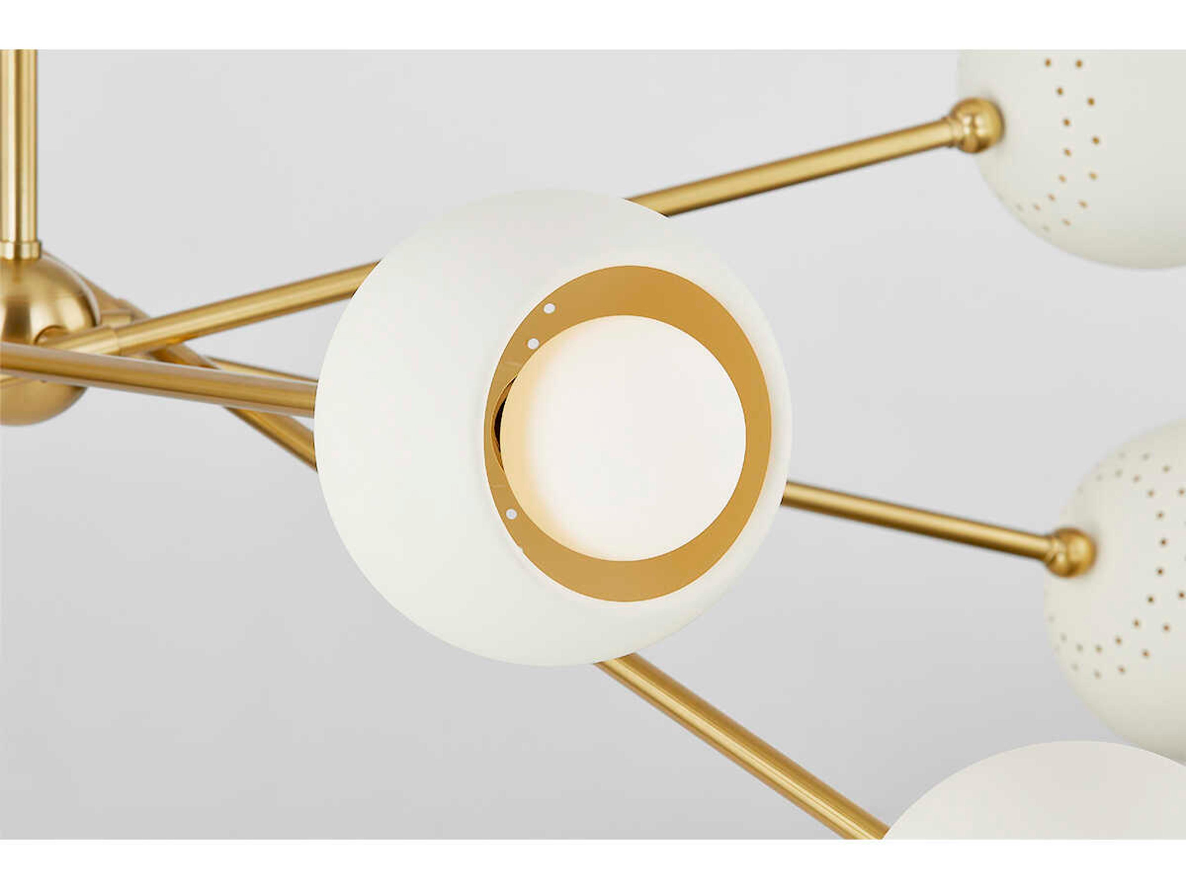 Mitzi Saylor 8-Light Aged Brass Soft Cream Chandelier