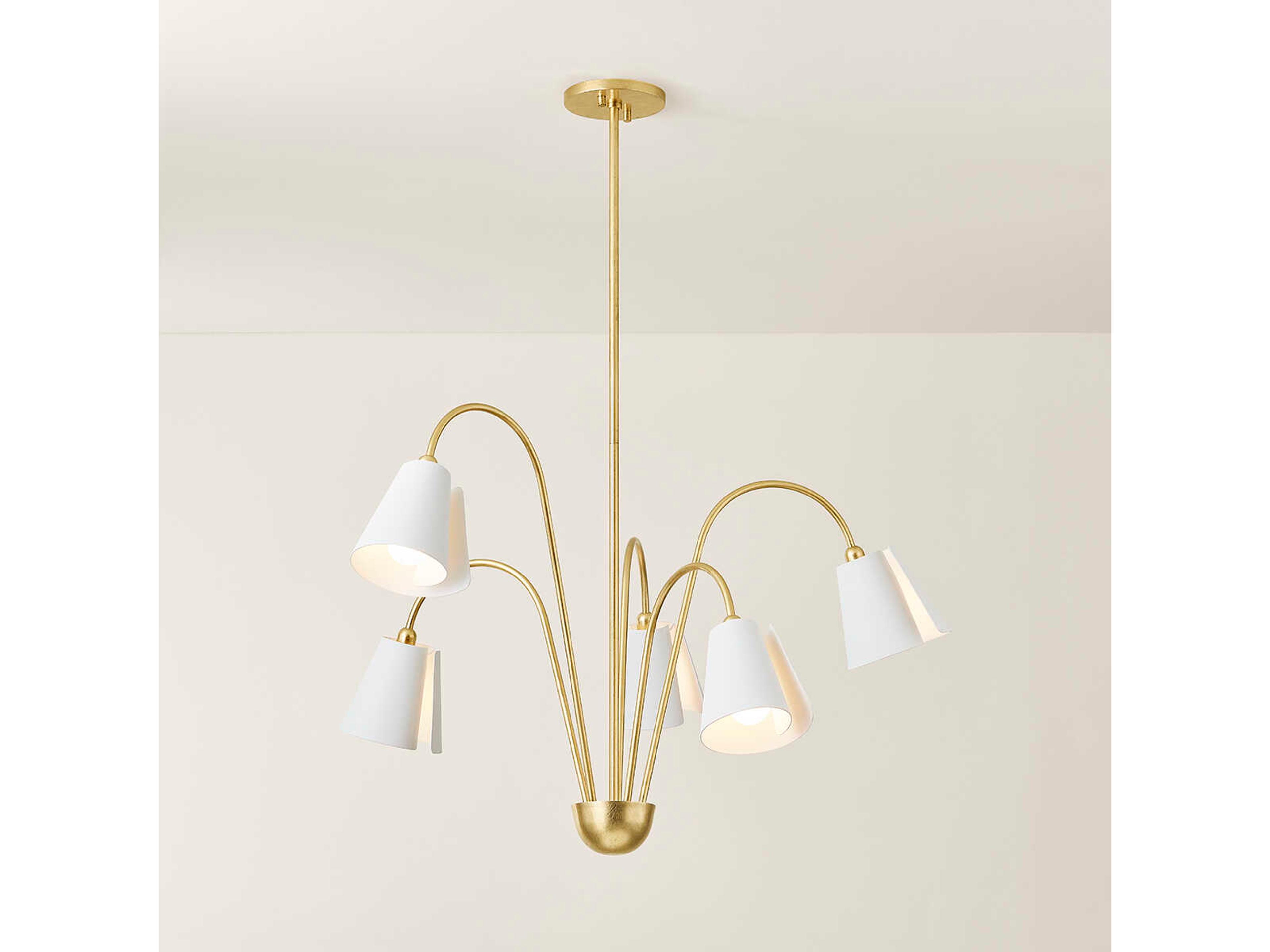 Mitzi Lila 5-Light Gold Leaf Textured On White Combo Candelabra Chandelier