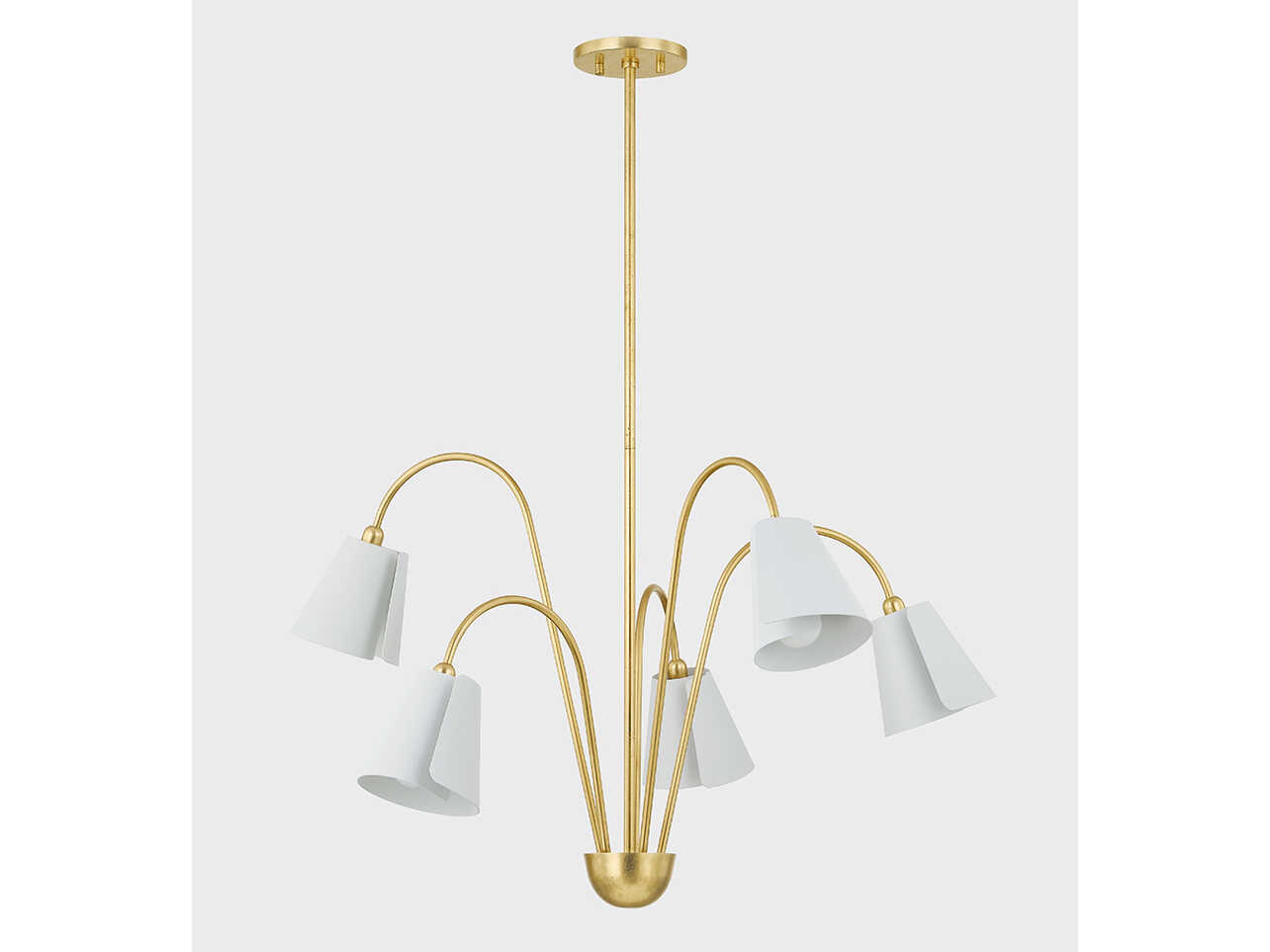Mitzi Lila 5-Light Gold Leaf Textured On White Combo Candelabra Chandelier