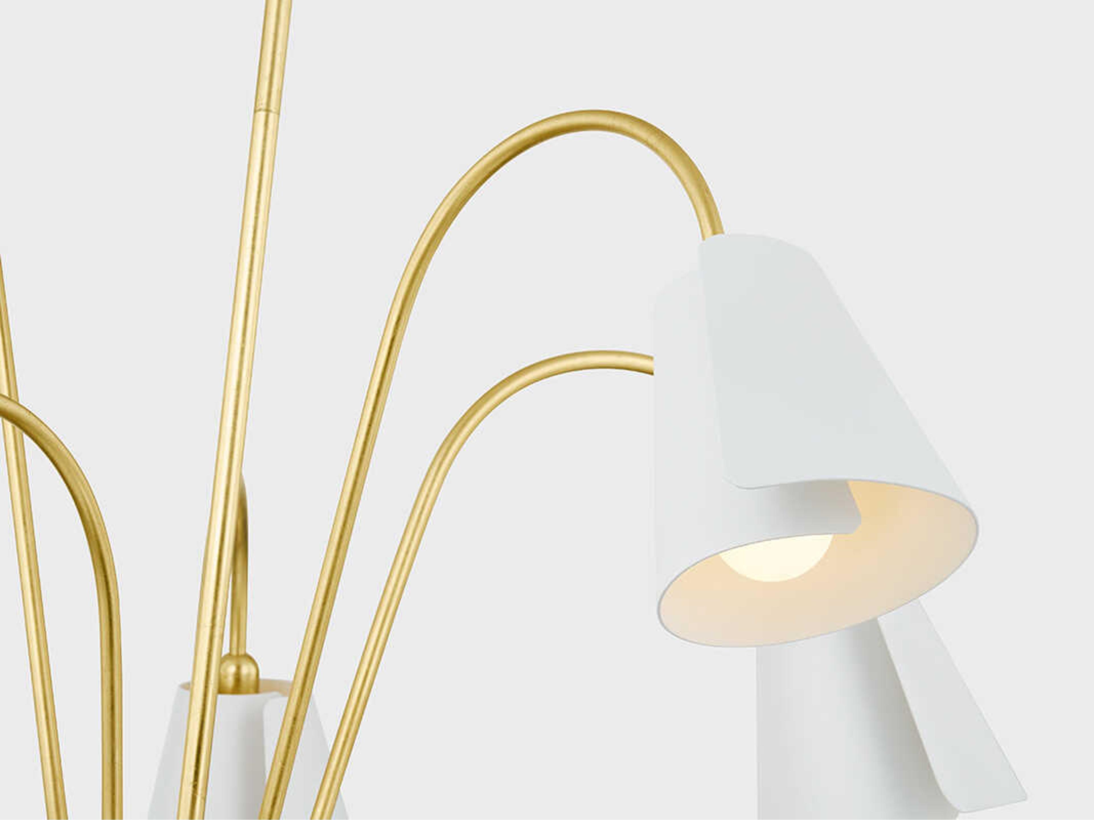 Mitzi Lila 5-Light Gold Leaf Textured On White Combo Candelabra Chandelier