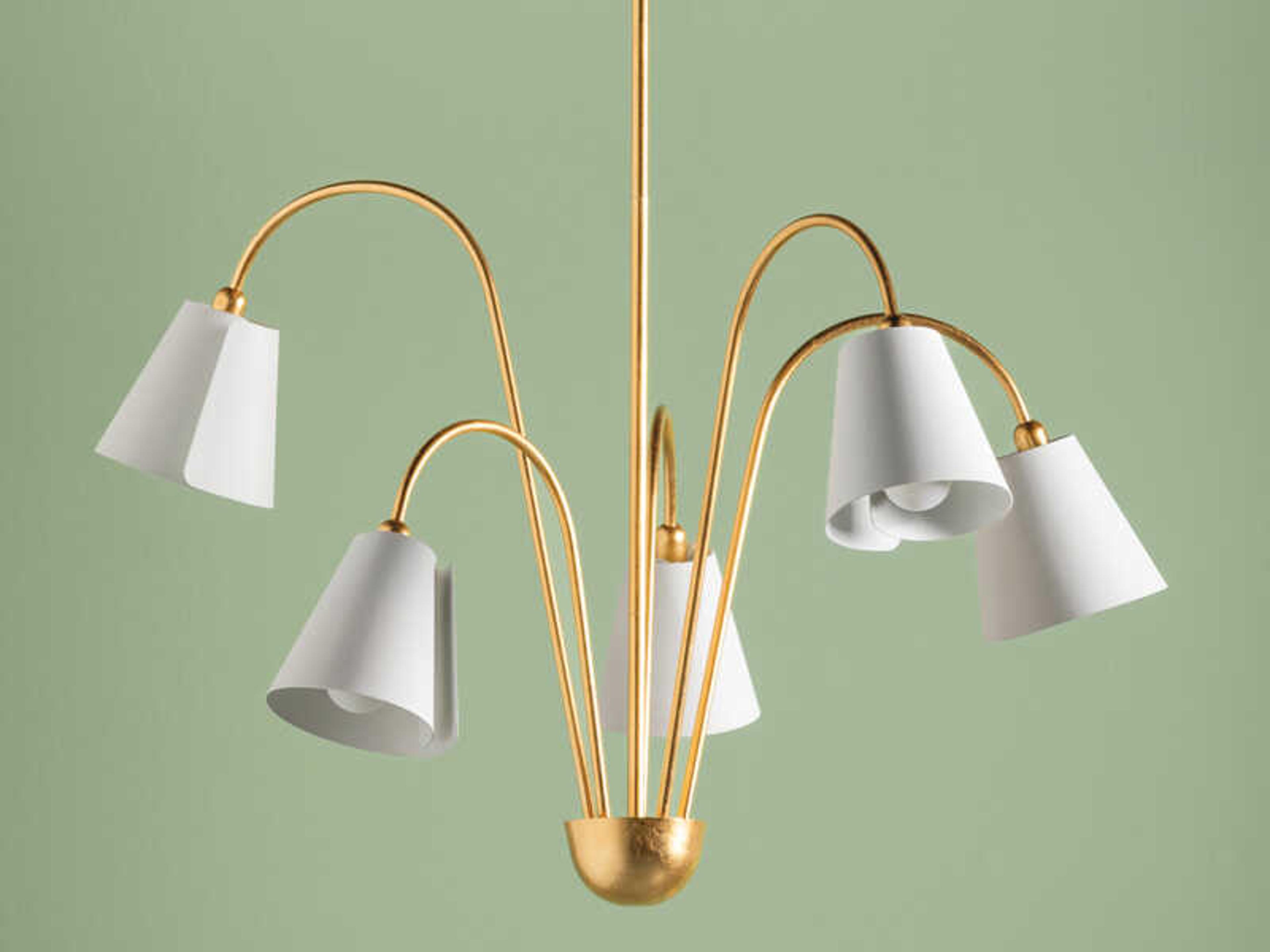 Mitzi Lila 5-Light Gold Leaf Textured On White Combo Candelabra Chandelier