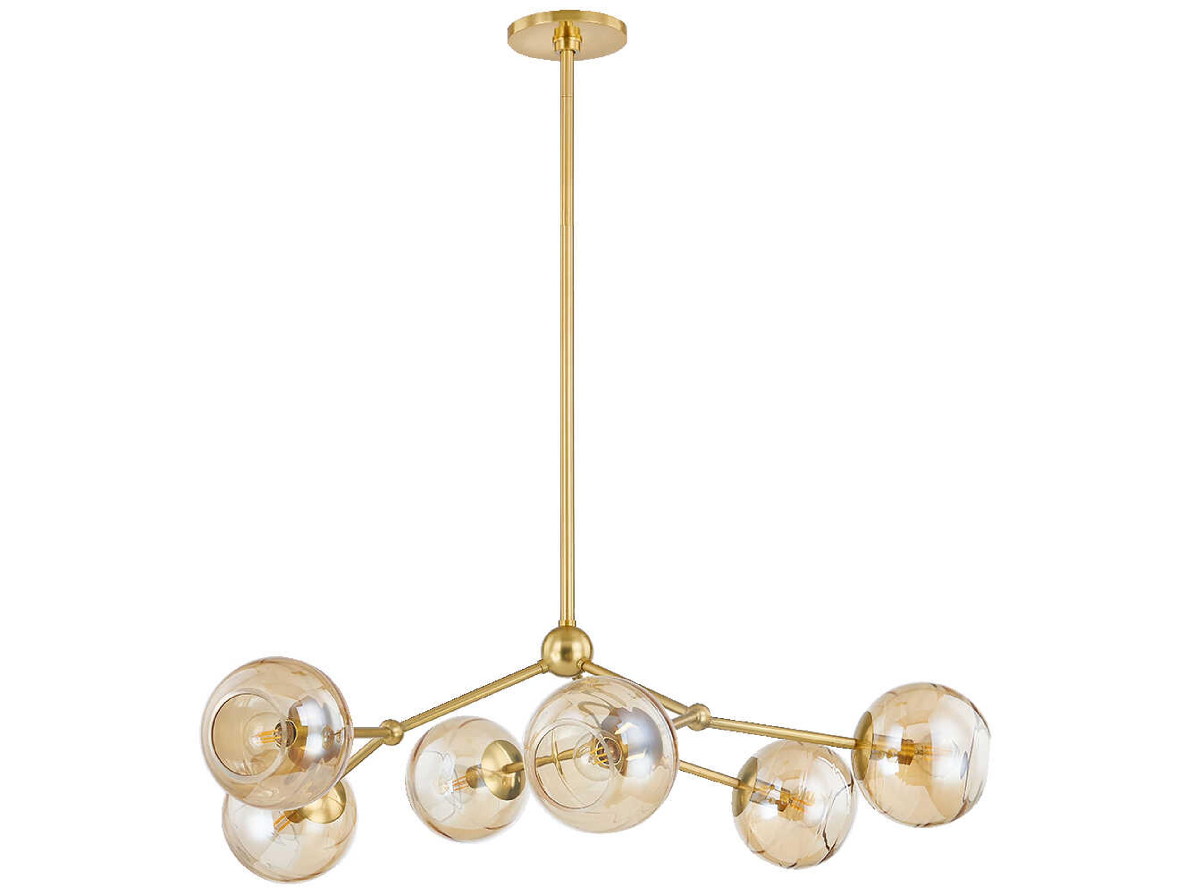 6-Light Aged Brass Candelabra Chandelier