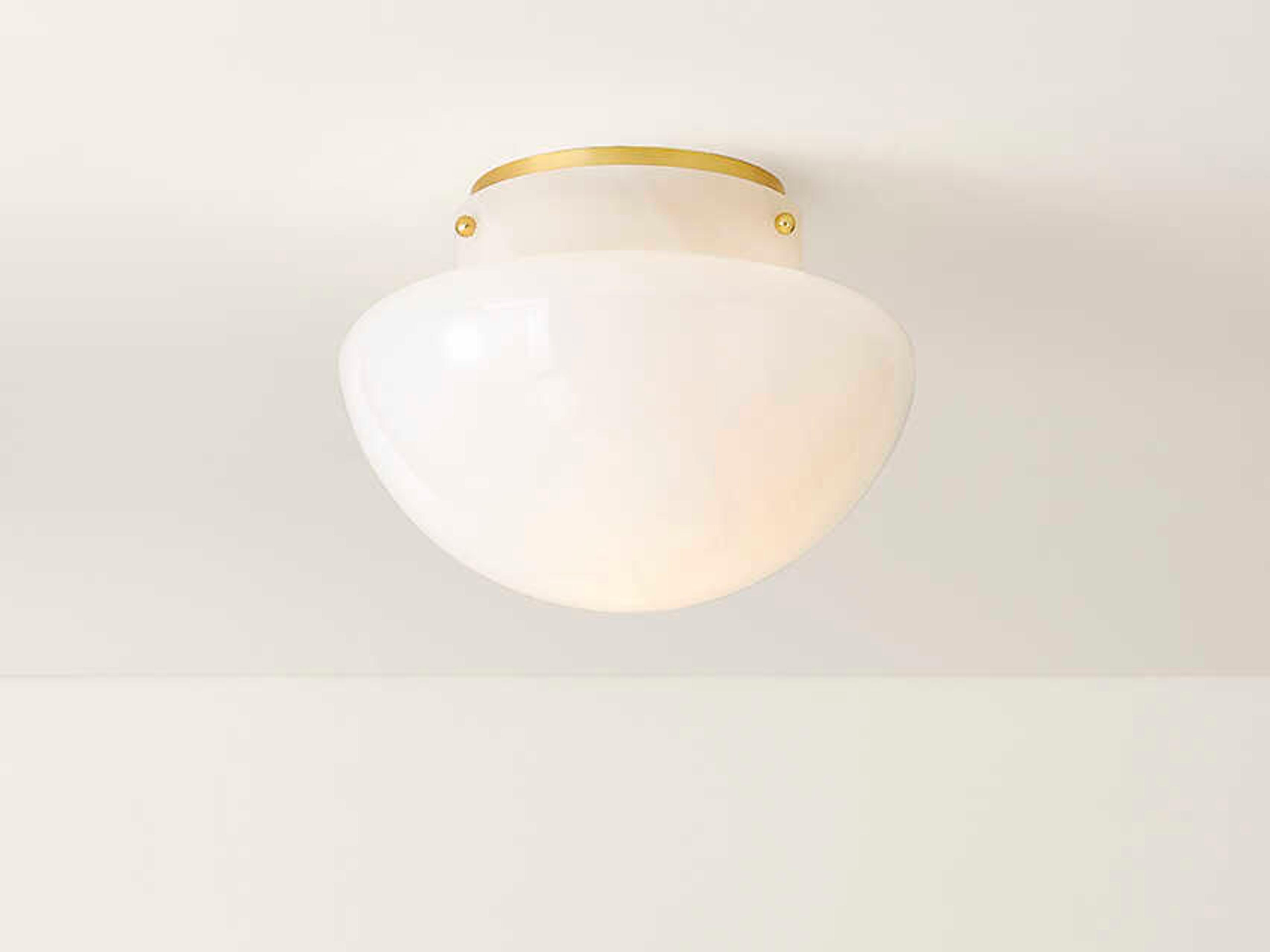 Mitzi 1-Light Aged Brass White Flush Mount