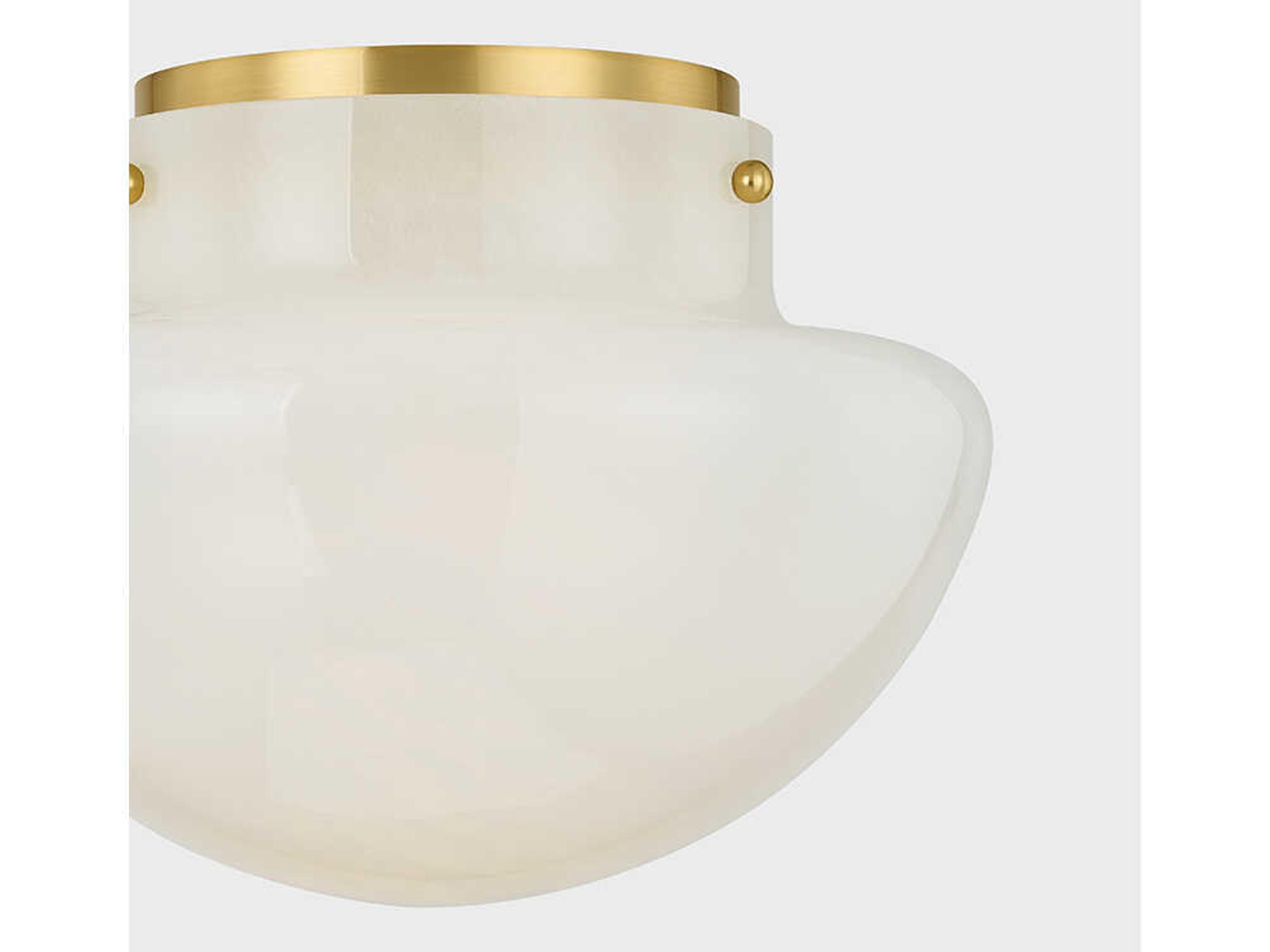 Mitzi 1-Light Aged Brass White Flush Mount