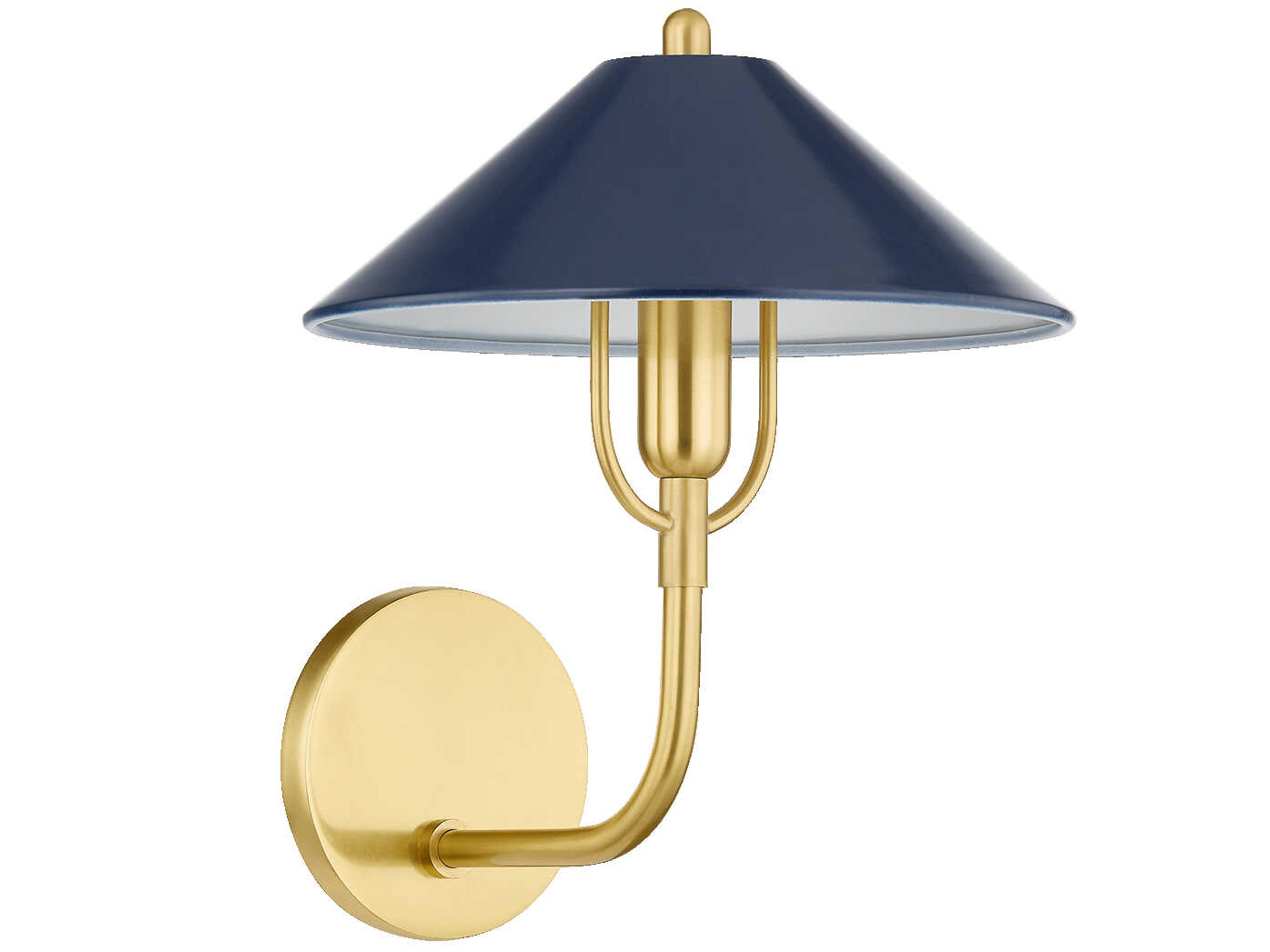 Mariel 1-Light Aged Brass Soft Navy Wall Sconce