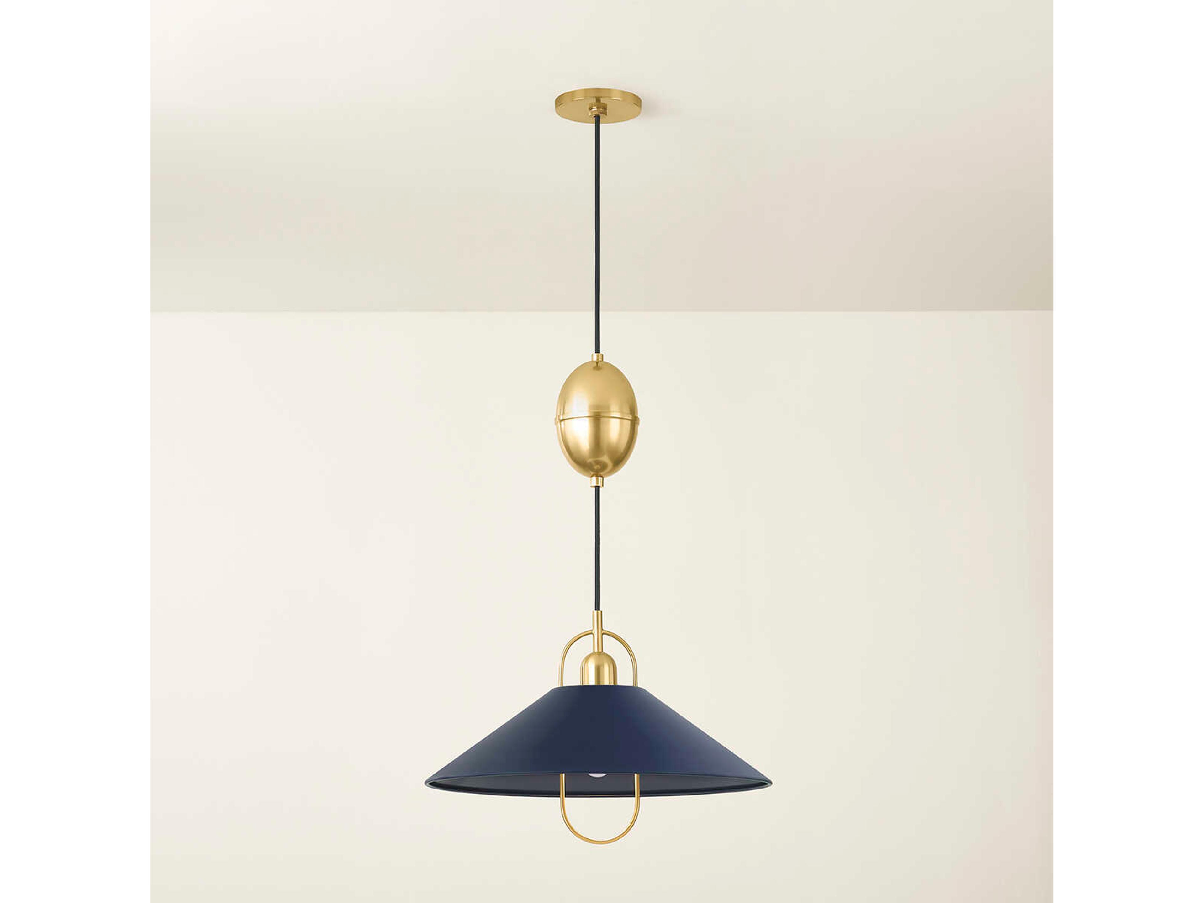 Mitzi Mariel 1-Light Aged Brass Soft Navy Blue Pendant