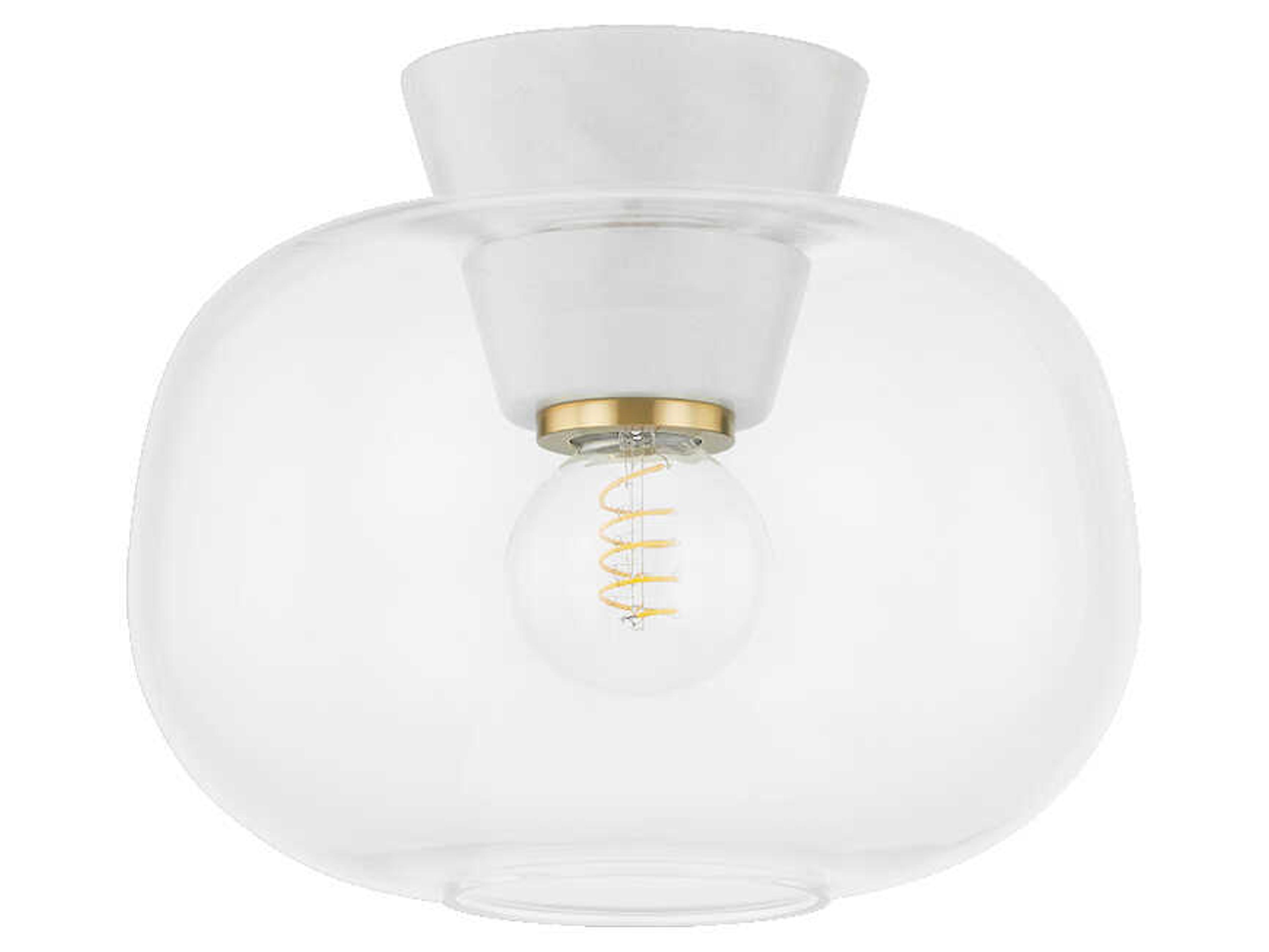 1-Light Aged Brass Flush Mount