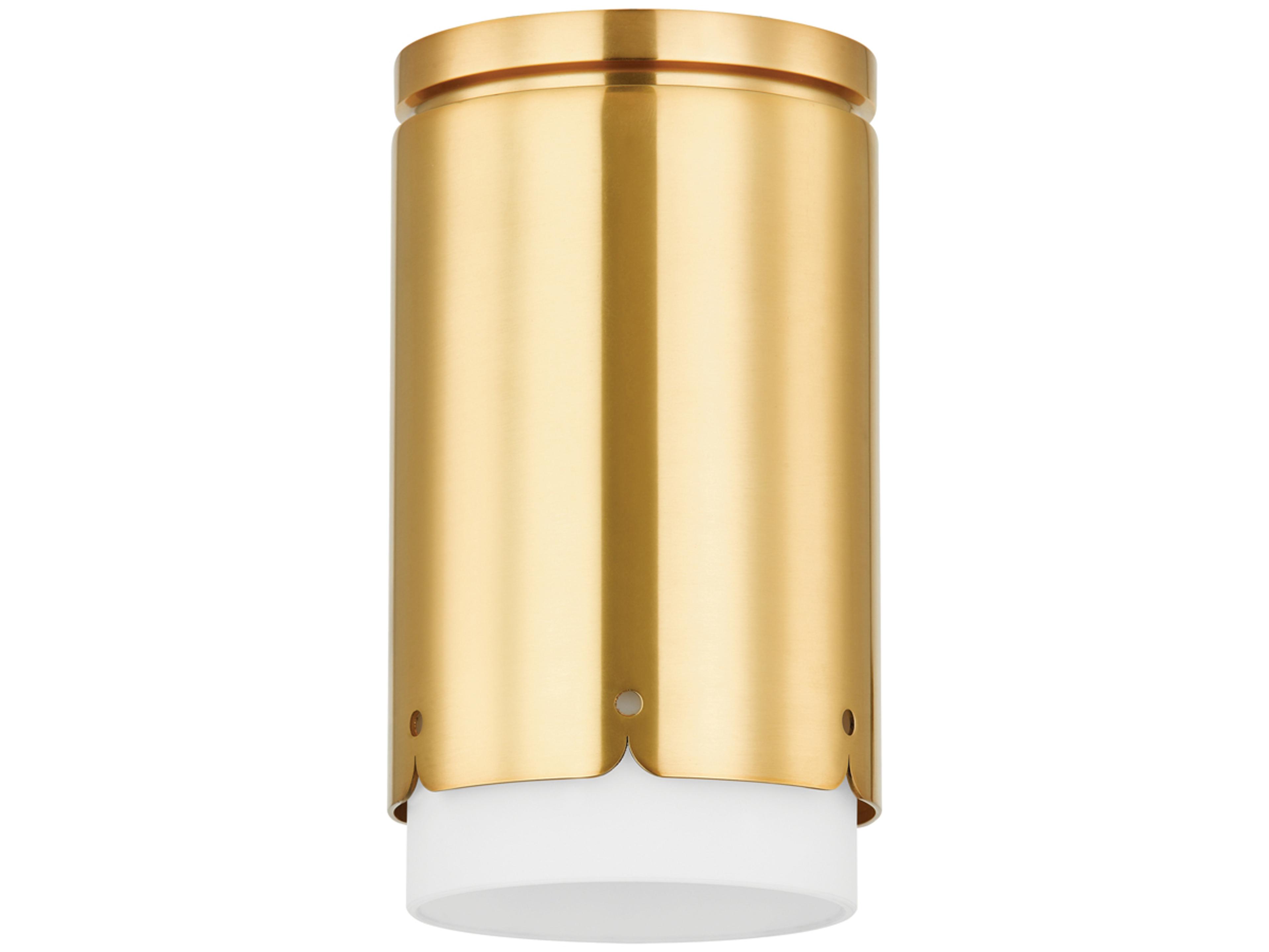 Asa 1-Light Aged Brass Cylinder Flush Mount