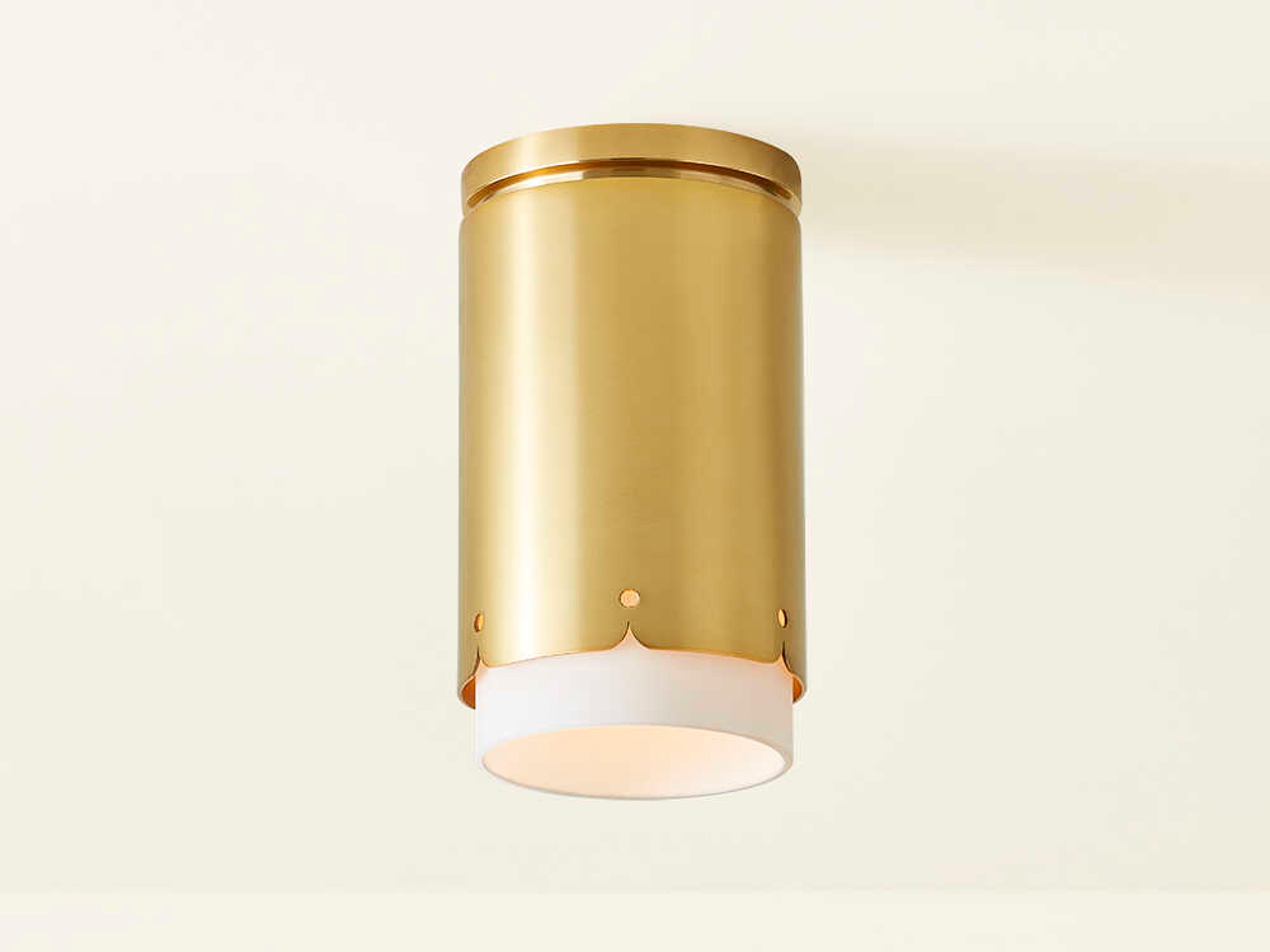 Mitzi Asa 1-Light Aged Brass Cylinder Flush Mount