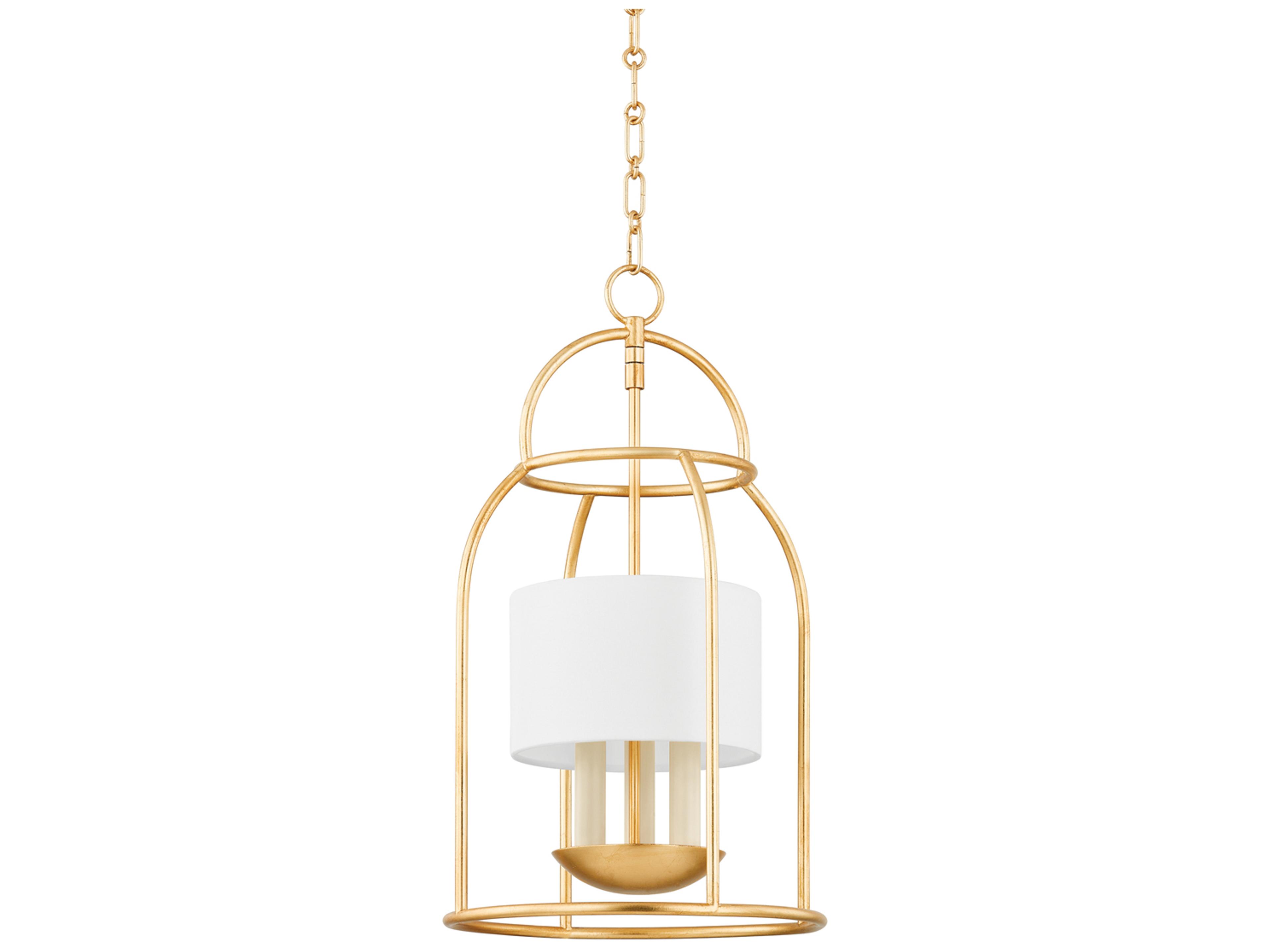 Delia 3-Light Vintage Gold Leaf Lantern Mini Pendant