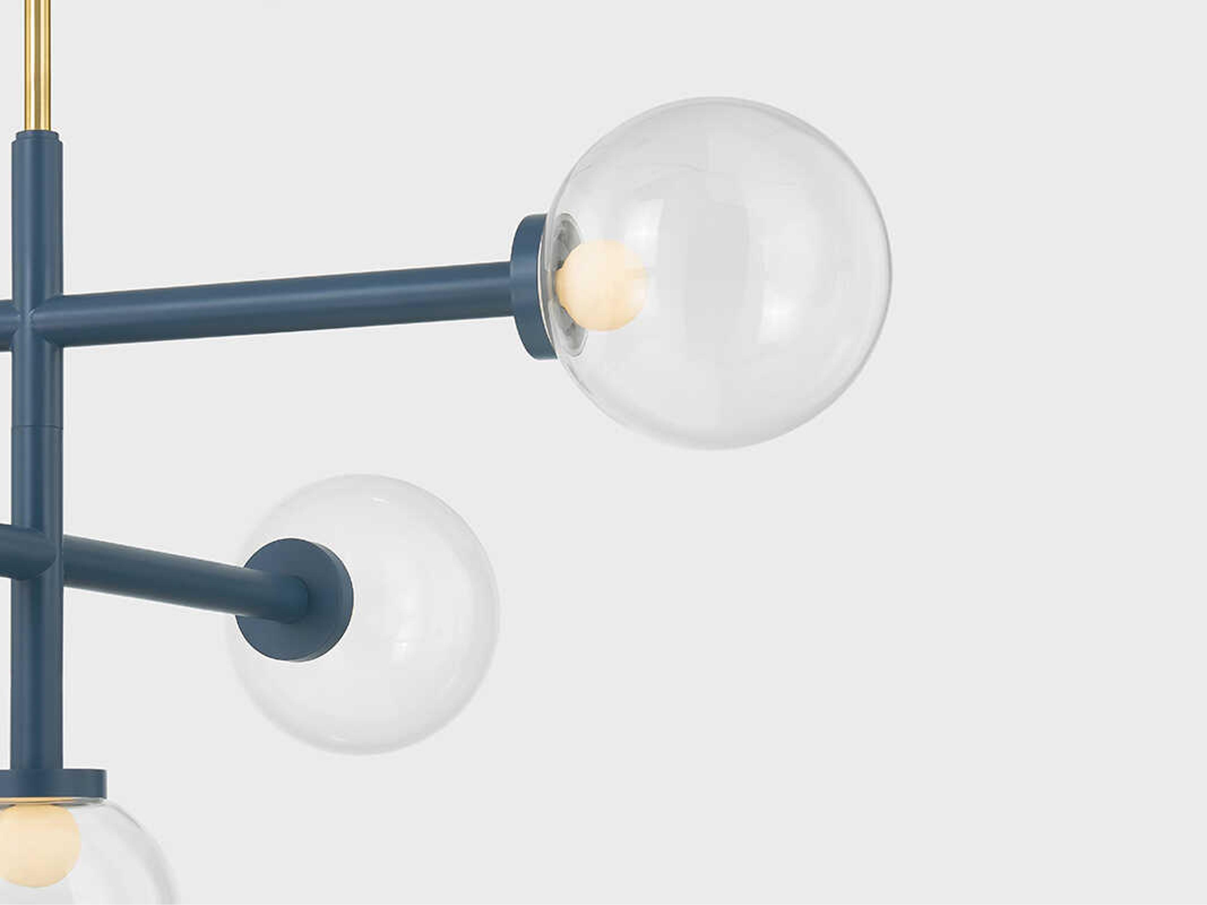 Mitzi Sia 5-Light Aged Brass Slate Blue Globe Chandelier