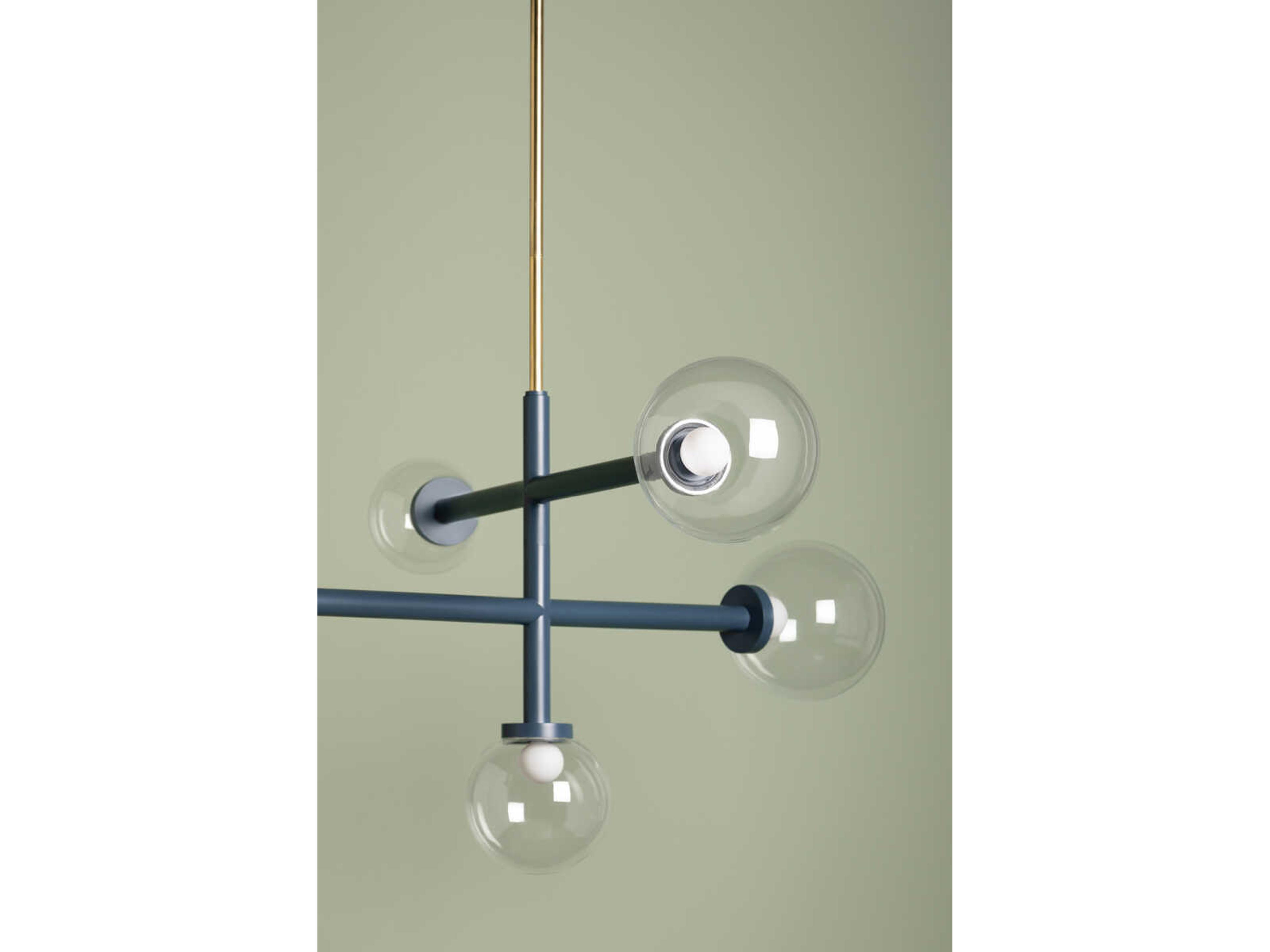 Mitzi Sia 5-Light Aged Brass Slate Blue Globe Chandelier