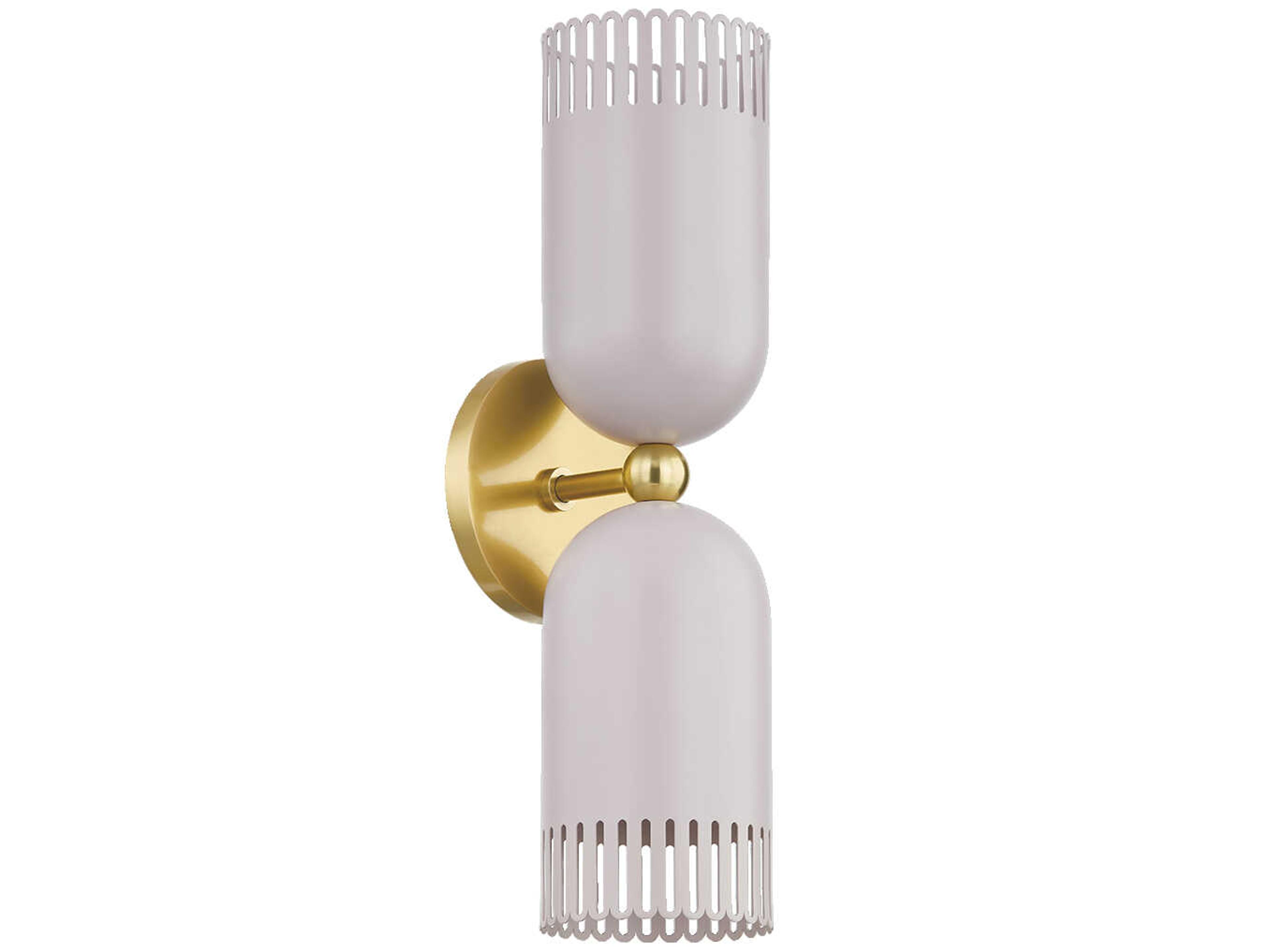 Liba 2-Light Aged Brass Soft Peignoir White Wall Sconce