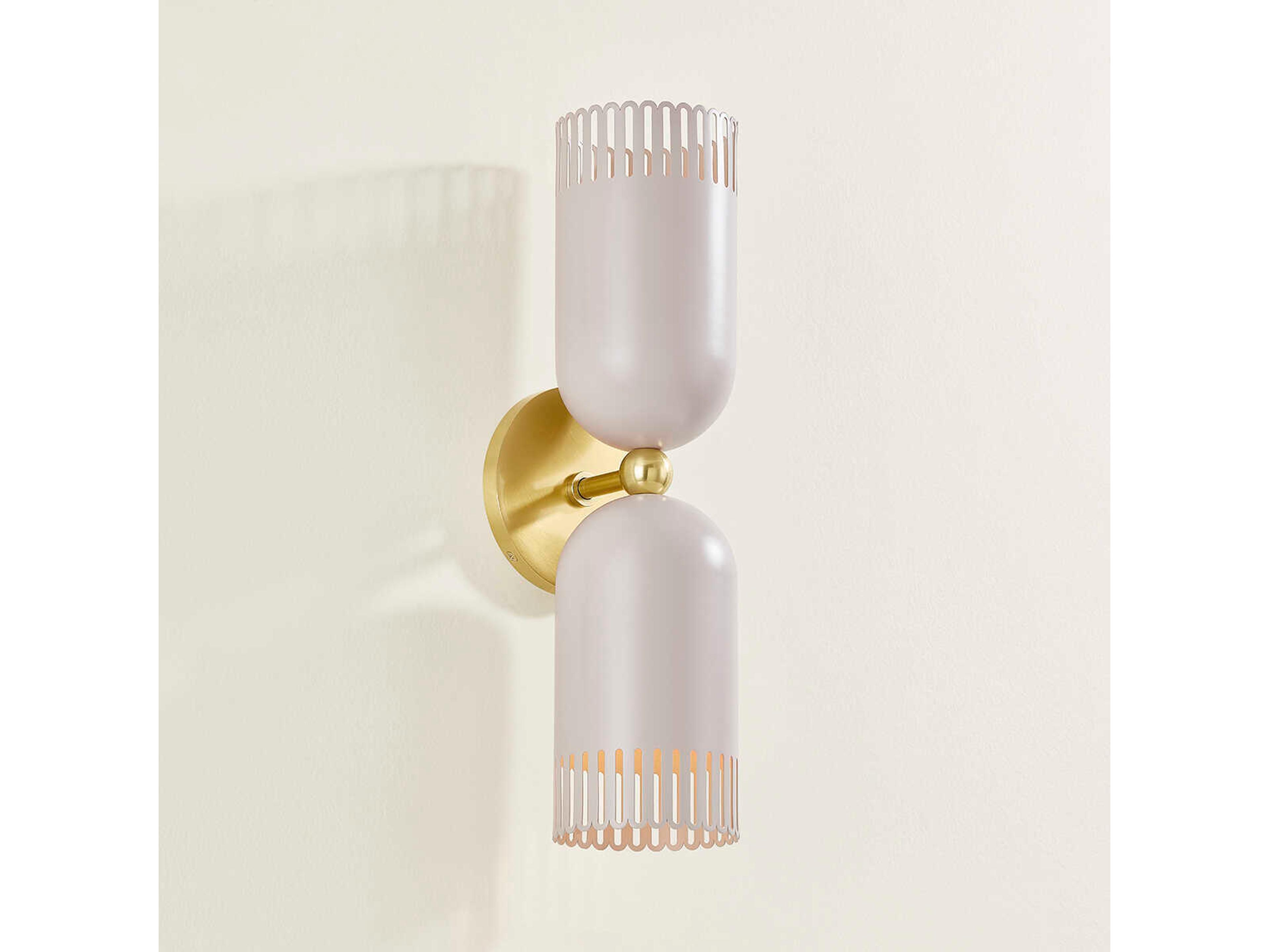Mitzi Liba 2-Light Aged Brass Soft Peignoir White Wall Sconce